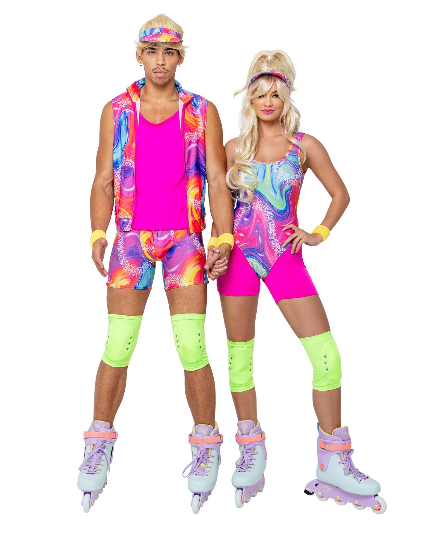 6 Piece Mens Retro Rollerblade Stud Halloween Costume-[Adult]-[Female]-2022 Online Blue Zone Planet