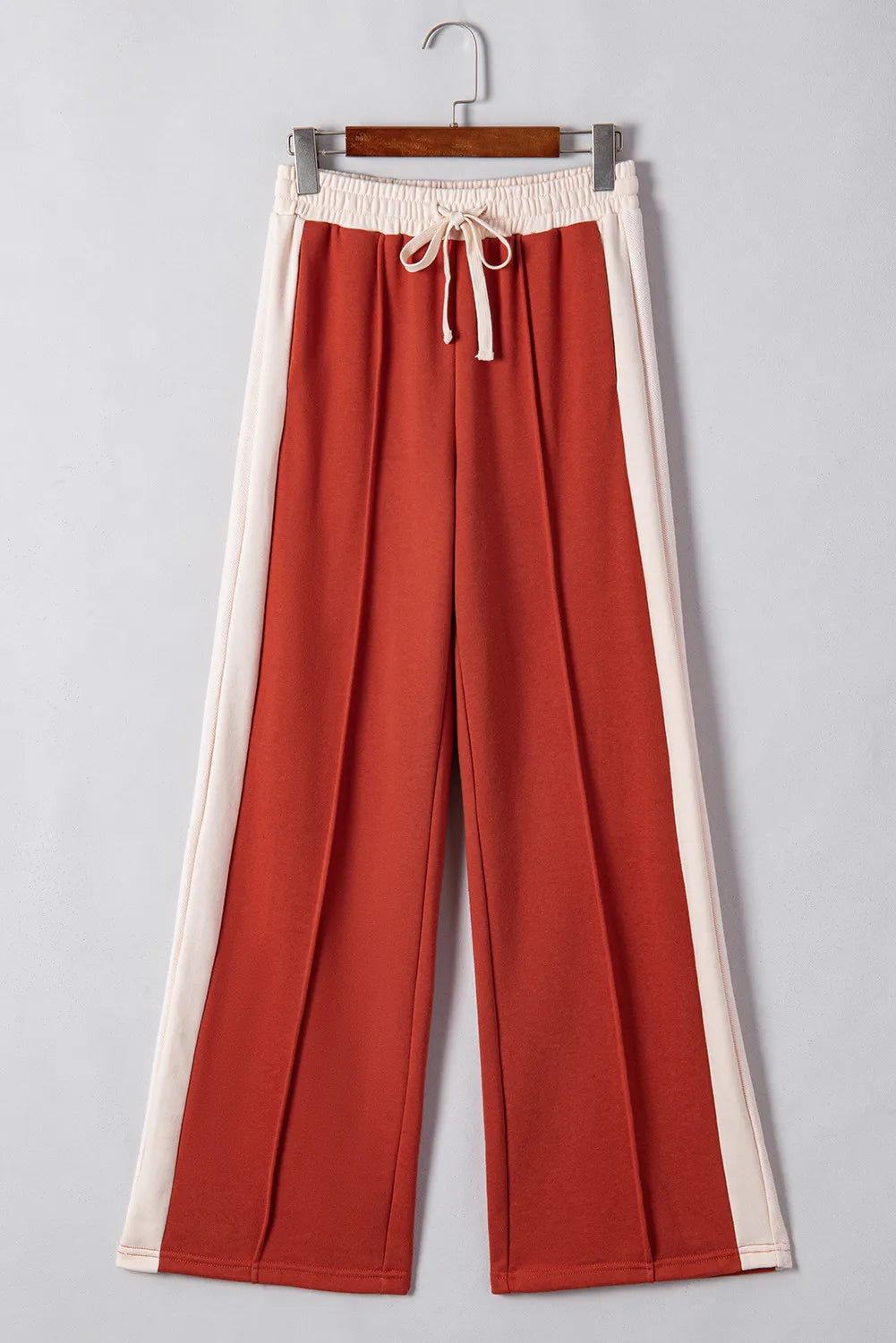 Drawstring Contrast Wide Leg Pants-BOTTOMS SIZES SMALL MEDIUM LARGE-[Adult]-[Female]-2022 Online Blue Zone Planet