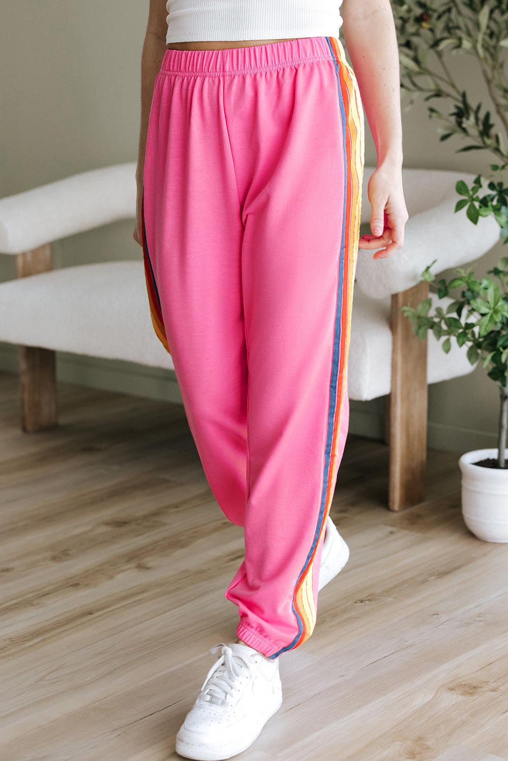 Pink Counting Rainbows High Waist Sweatpants-Tops / Dresses-[Adult]-[Female]-2022 Online Blue Zone Planet