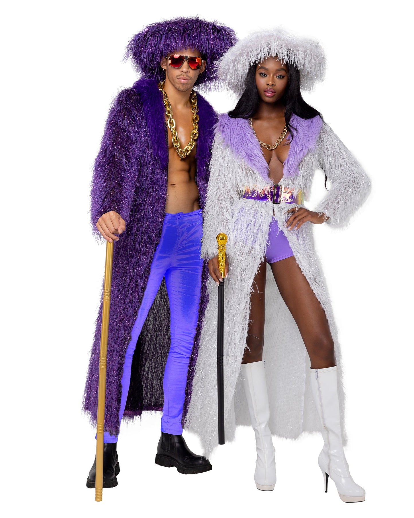 4 Piece High-Roller Lady Pimp Halloween Costume-[Adult]-[Female]-2022 Online Blue Zone Planet