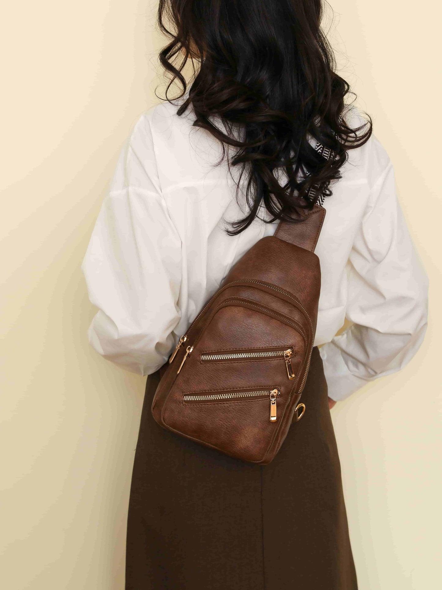 PU Leather Adjustable Strap Sling Bag-HANDBAGS-[Adult]-[Female]-Brown-One Size-2022 Online Blue Zone Planet