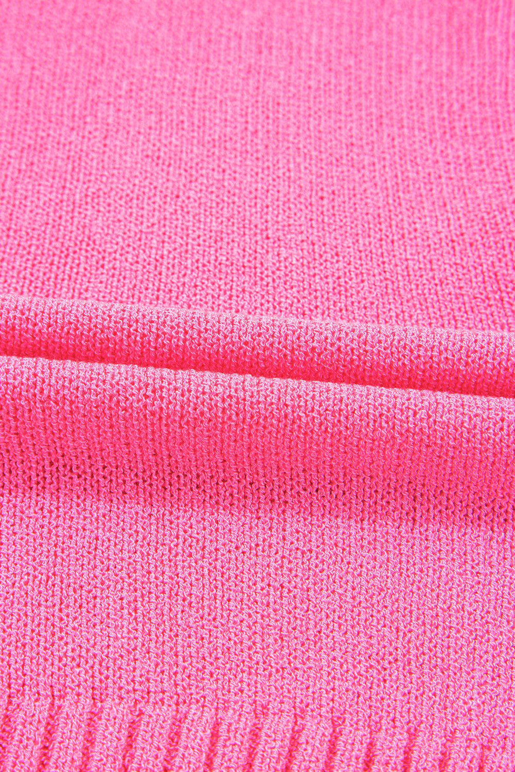 Bright Pink Distressed Hem Short Sleeve Knitted Button Front Sweater-TOPS / DRESSES-[Adult]-[Female]-2022 Online Blue Zone Planet