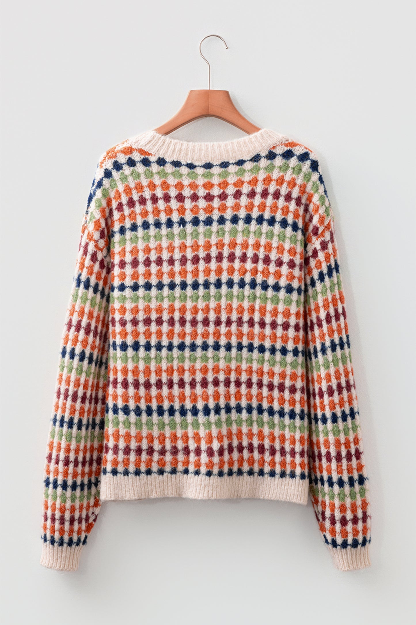 Multicolour Dotty Striped Pattern Knit Drop Shoulder Sweater-TOPS / DRESSES-[Adult]-[Female]-2022 Online Blue Zone Planet