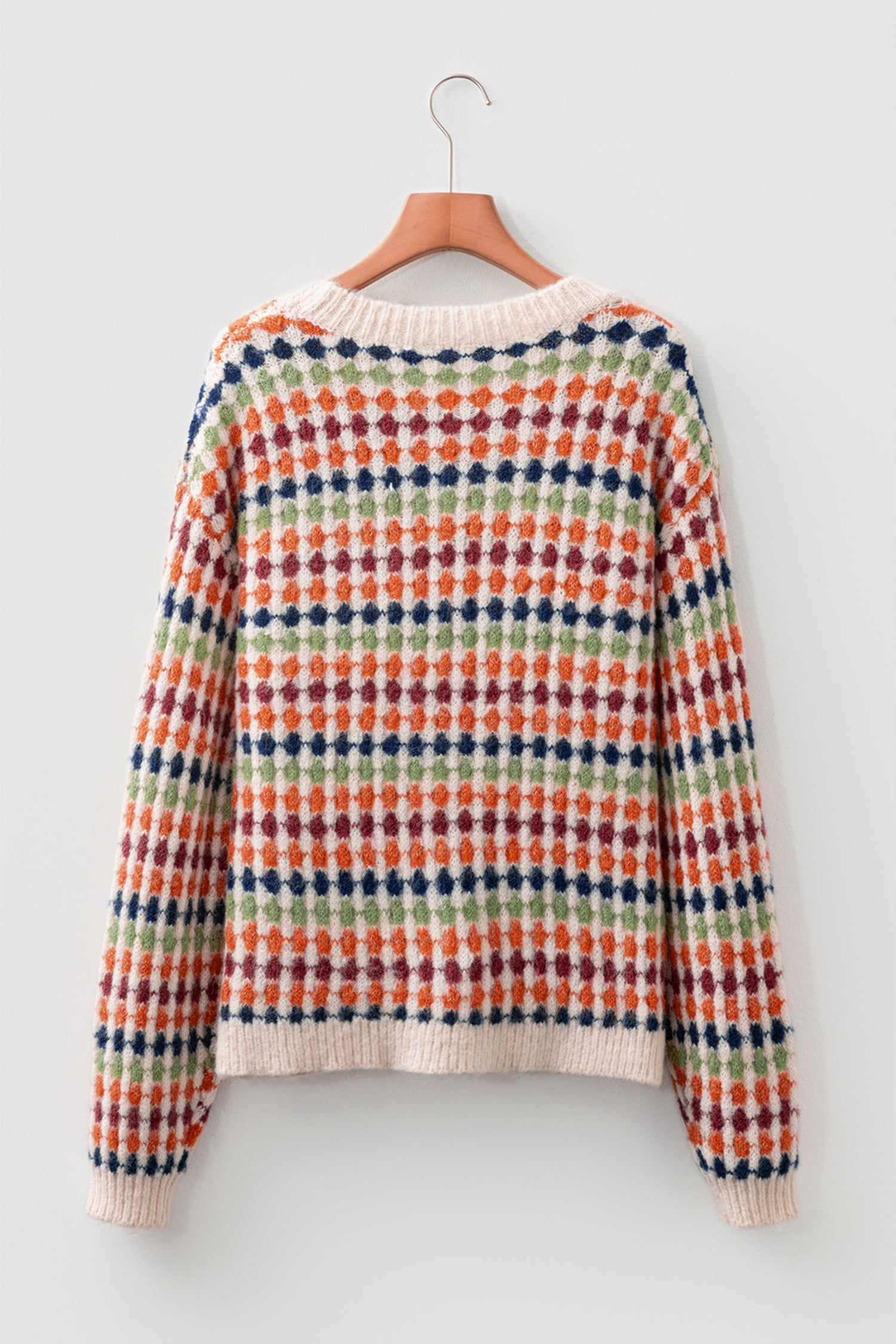 Multicolour Dotty Striped Pattern Knit Drop Shoulder Sweater-TOPS / DRESSES-[Adult]-[Female]-2022 Online Blue Zone Planet