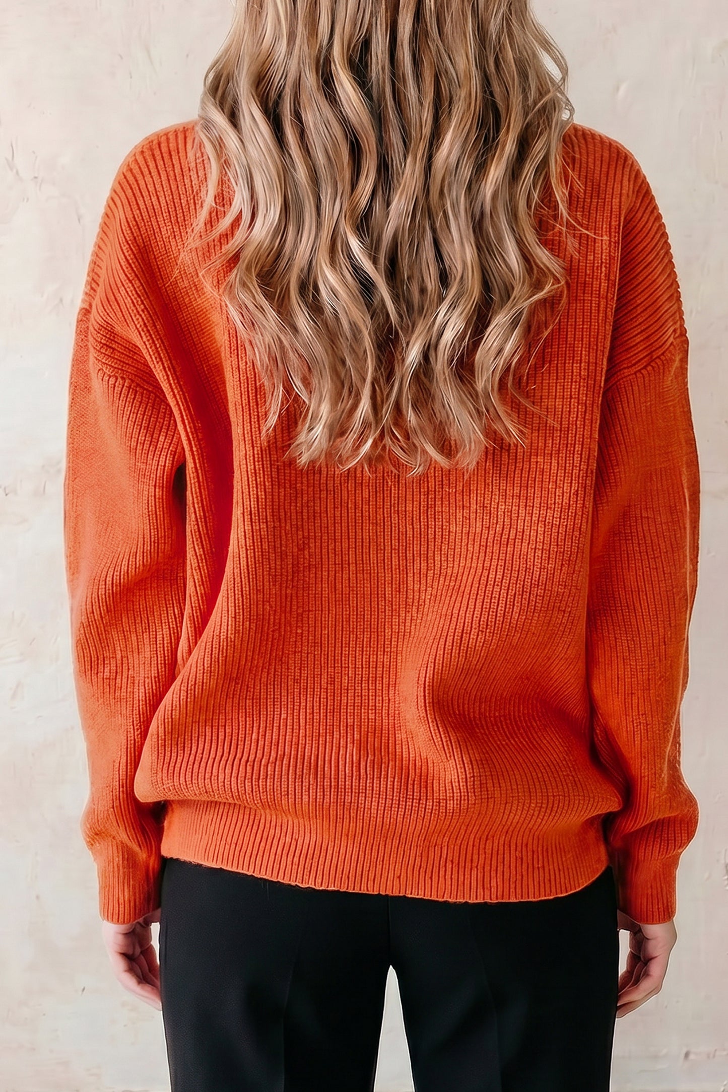 Orange Drop Shoulder Long Sleeve Round Neck Halloween Sweater-Sweaters & Cardigans/Sweaters-[Adult]-[Female]-2022 Online Blue Zone Planet