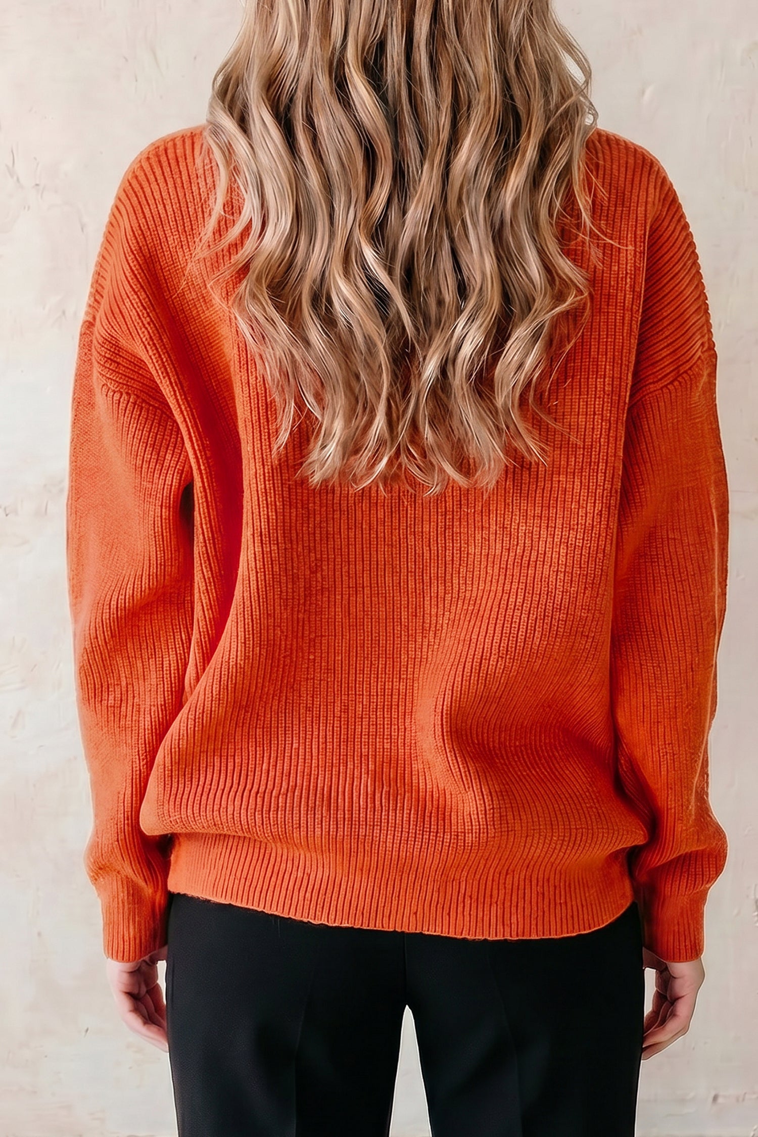 Orange Drop Shoulder Long Sleeve Round Neck Halloween Sweater-Sweaters & Cardigans/Sweaters-[Adult]-[Female]-2022 Online Blue Zone Planet