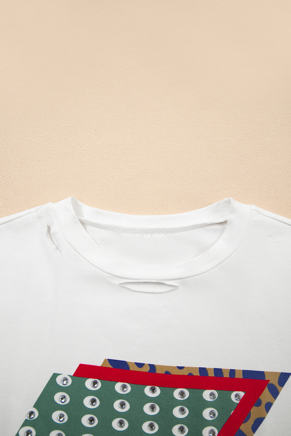 White Rhinestone Decor Bolt Graphic Ripped Western Tee-Graphic/Graphic Tees-[Adult]-[Female]-2022 Online Blue Zone Planet