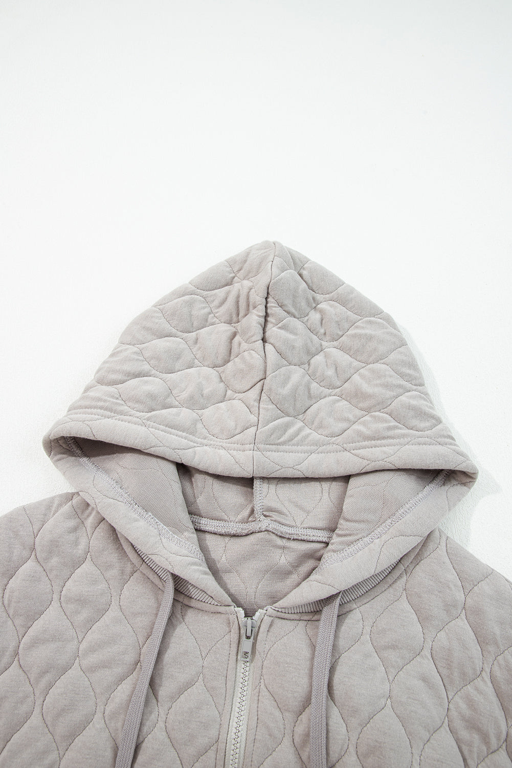 Gray Quilted Quarter Zip Plus Size Hoodie-Plus Size/Plus Size Sweatshirts & Hoodies-[Adult]-[Female]-2022 Online Blue Zone Planet