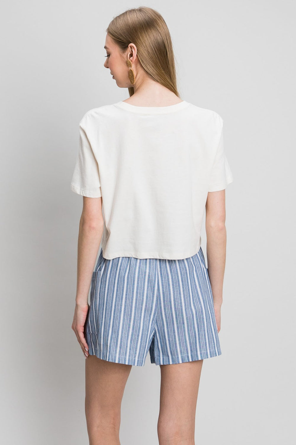 Cotton Bleu by Nu Label Yarn Dye Striped Shorts-BOTTOMS SIZES SMALL MEDIUM LARGE-[Adult]-[Female]-2022 Online Blue Zone Planet