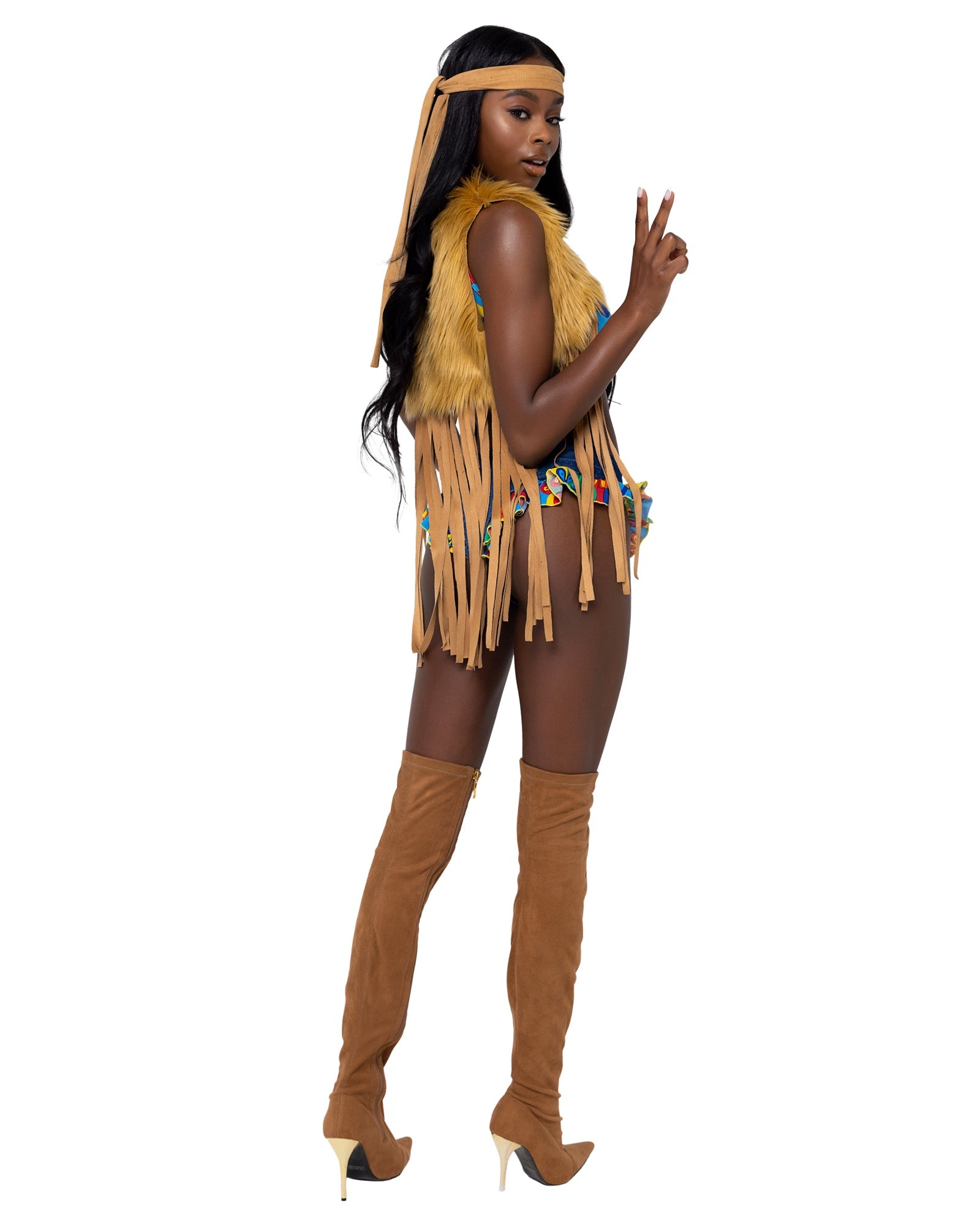 4 Piece Peace & Love Hippie Halloween Costume-[Adult]-[Female]-2022 Online Blue Zone Planet