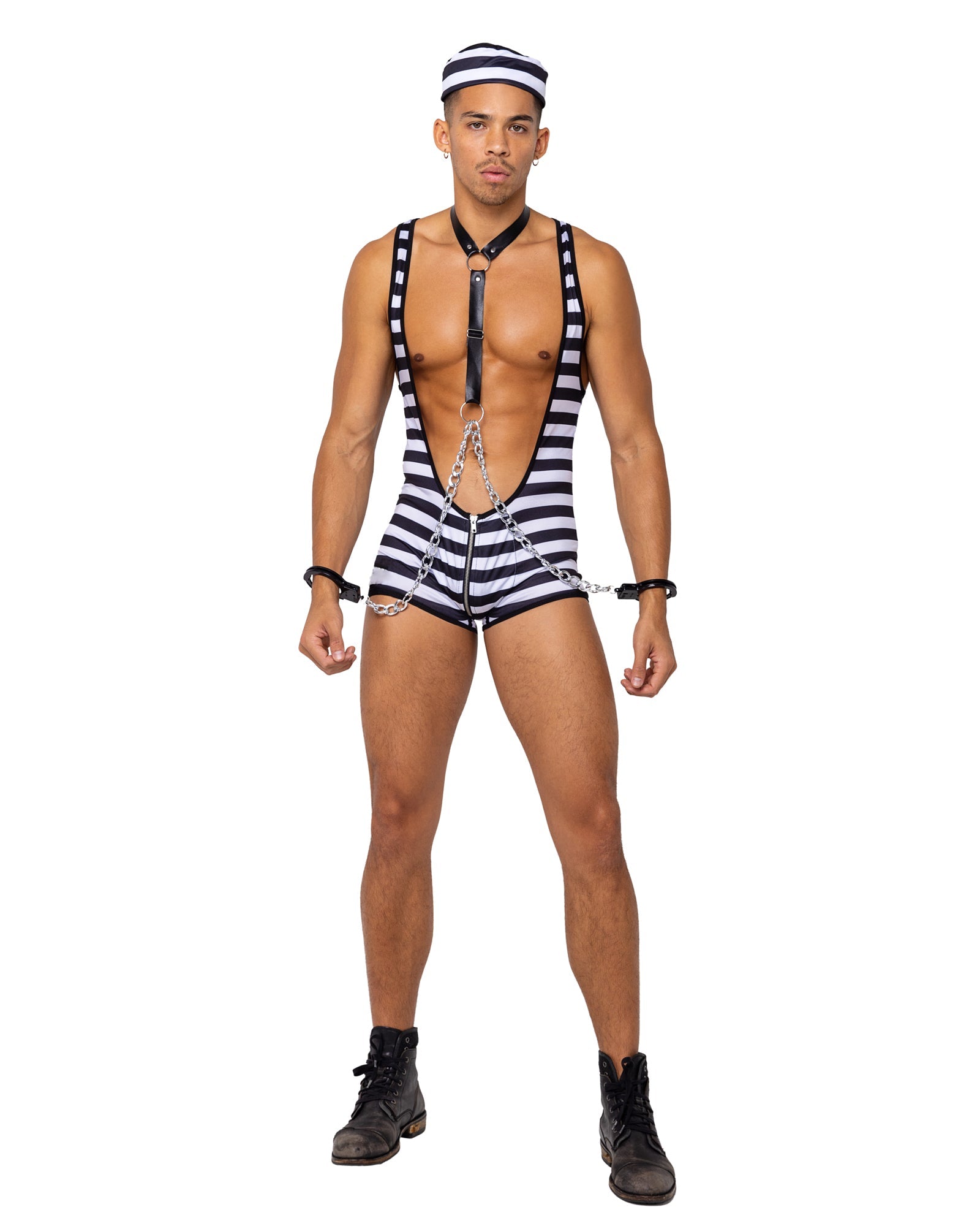 3 Piece Mens Prisoner of Desire Halloween Costume-[Adult]-[Female]-Black/White-S-2022 Online Blue Zone Planet