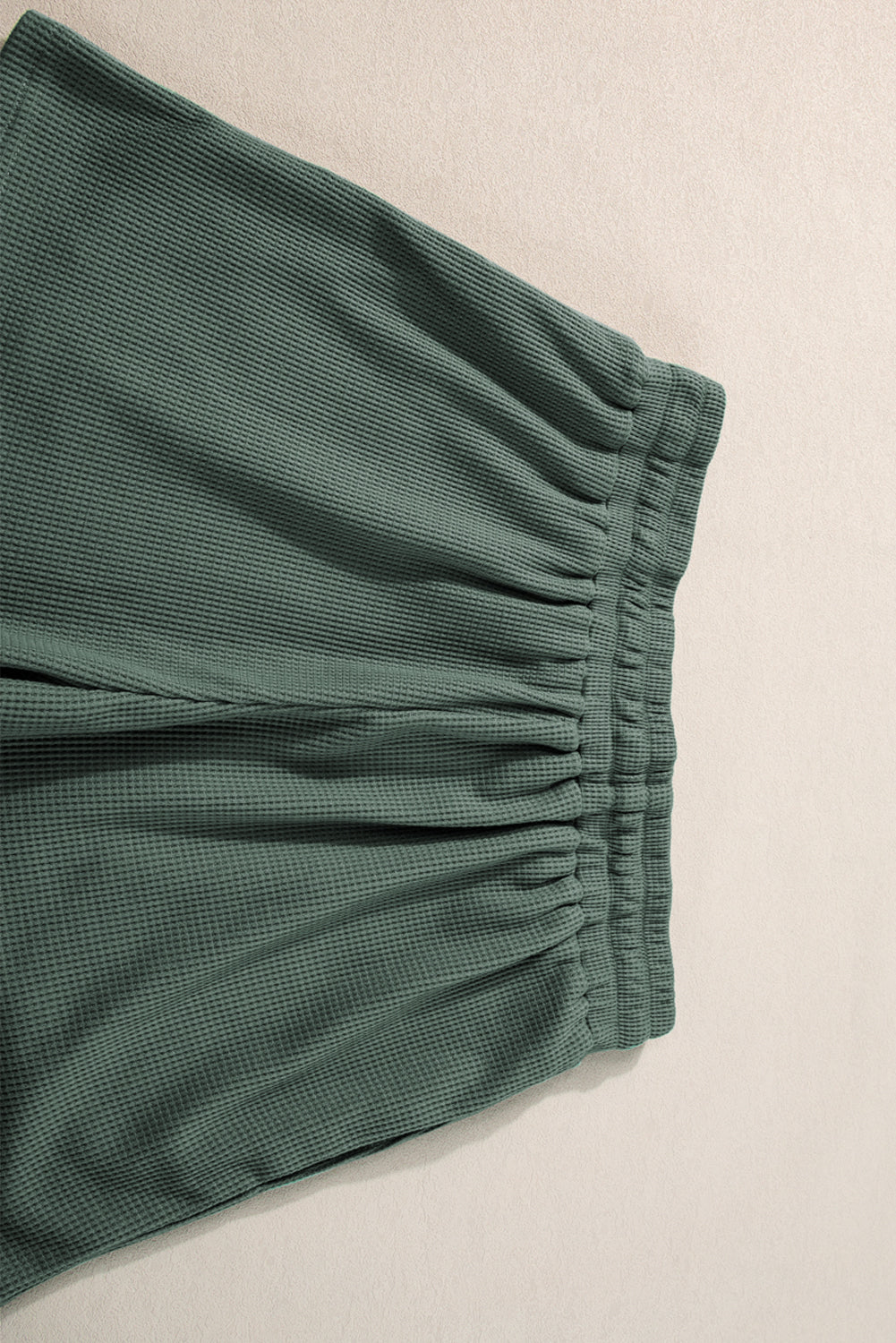 Mist Green Waffle Knit Patched Pocket Tank and Drawstring Shorts Set-Two Piece Sets/Short Sets-[Adult]-[Female]-2022 Online Blue Zone Planet