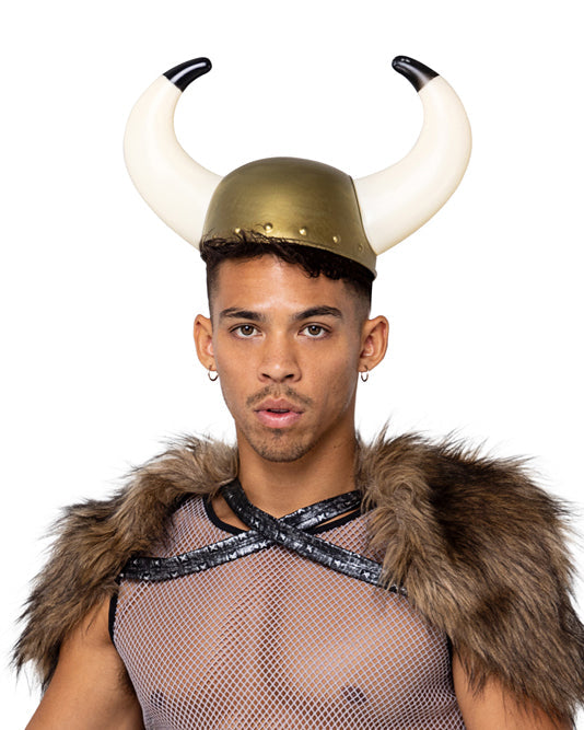 Viking Hat Halloween Costume-[Adult]-[Female]-Gold/White-O/S-2022 Online Blue Zone Planet