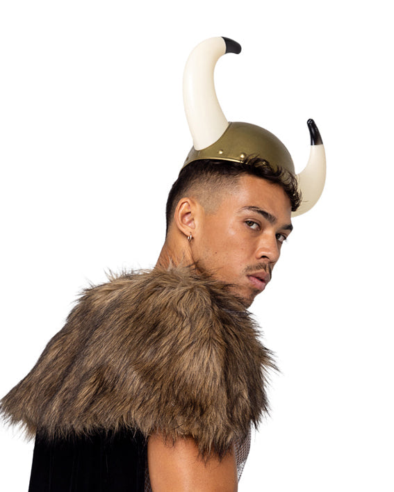 Viking Hat Halloween Costume-[Adult]-[Female]-Gold/White-O/S-2022 Online Blue Zone Planet