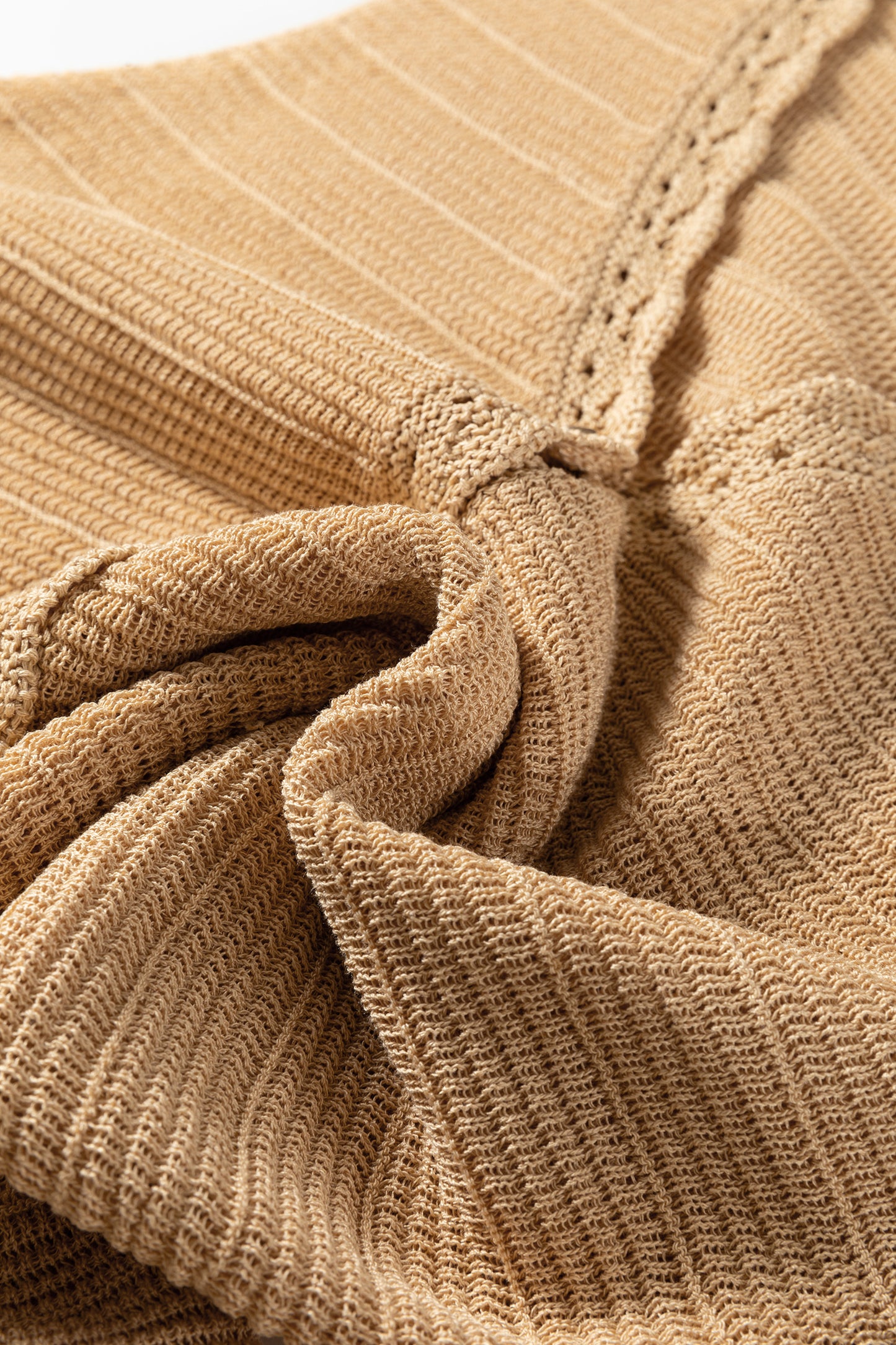 Pale Khaki Hollow Out Trim Buttoned Front Boho Sweater Vest-TOPS / DRESSES-[Adult]-[Female]-2022 Online Blue Zone Planet