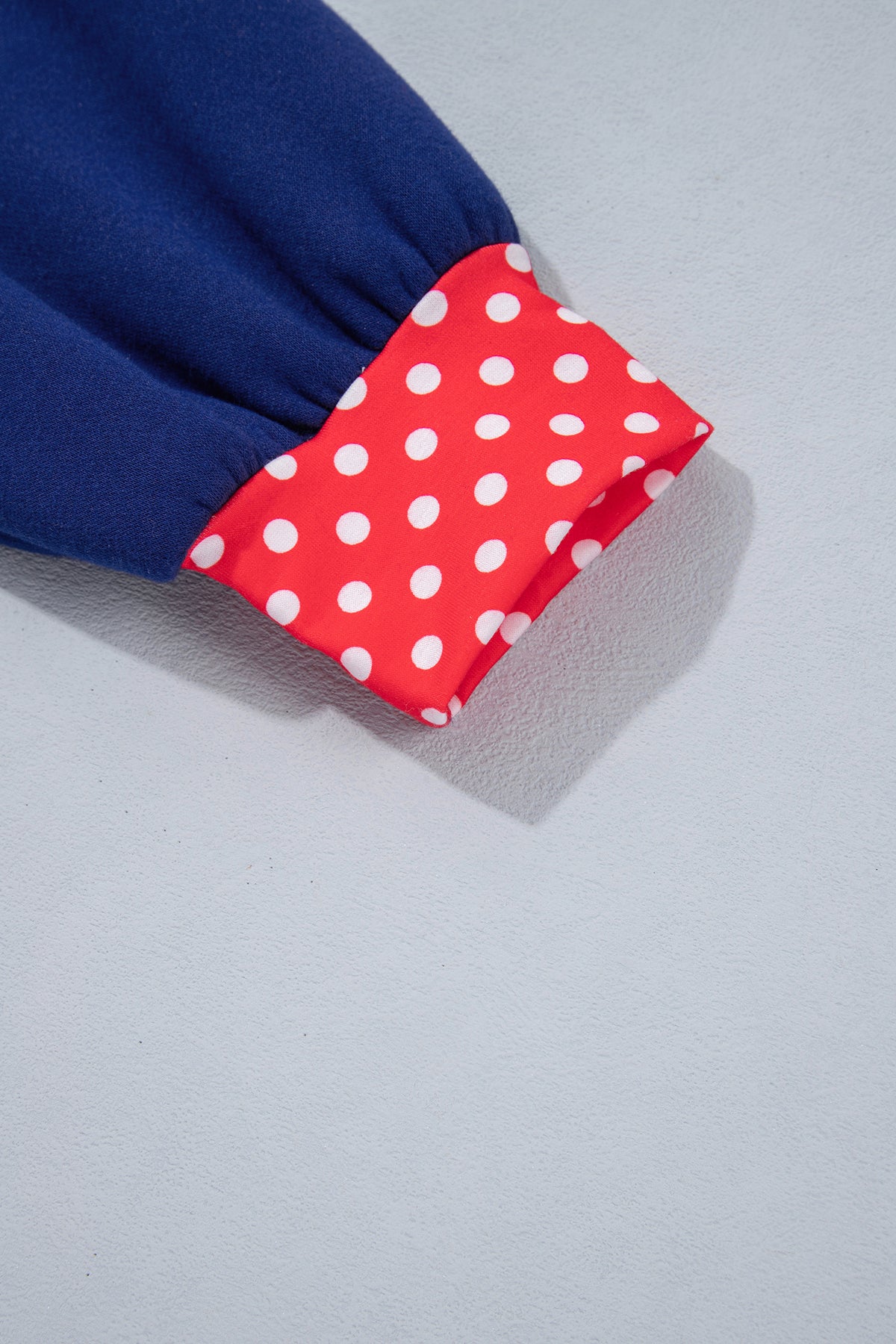 Fiery Red Polka Dot Letter Print Contrast Trim Mock Neck Sweatshirt-Tops/Sweatshirts & Hoodies-[Adult]-[Female]-2022 Online Blue Zone Planet