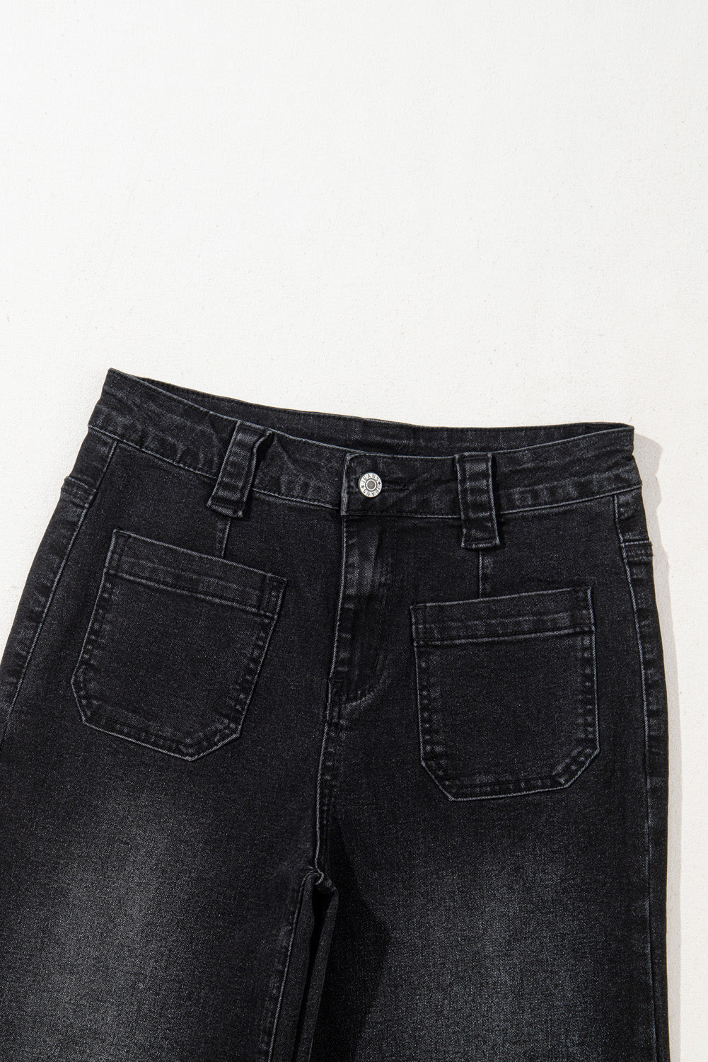 Black Wide Leg Pocketed High Waist Jeans-Bottoms/Jeans-[Adult]-[Female]-2022 Online Blue Zone Planet