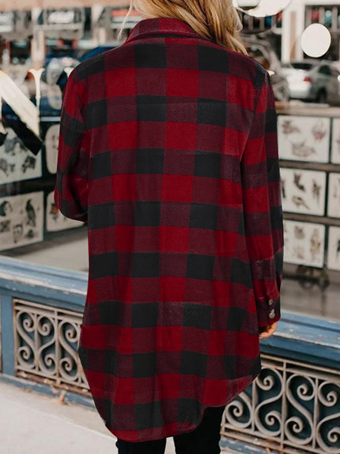 Blue Zone Planet | Plaid Snap Down Long Sleeve Jacket-TOPS / DRESSES-[Adult]-[Female]-2022 Online Blue Zone Planet