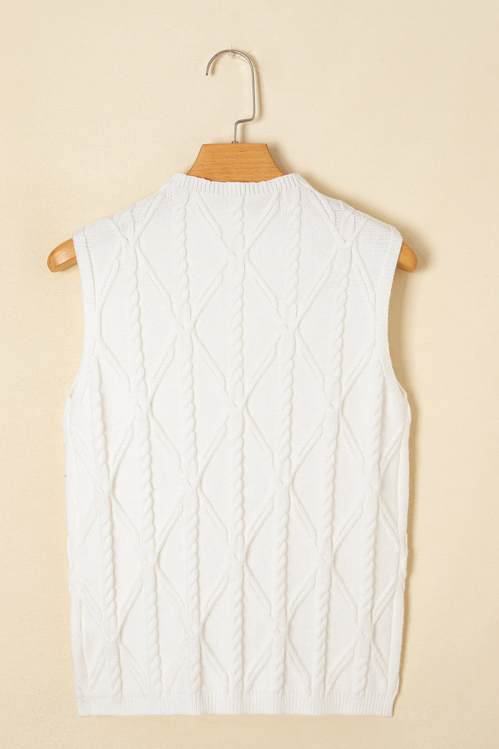 White Pearled High Neck Textured Knit Sweater Vest-TOPS / DRESSES-[Adult]-[Female]-2022 Online Blue Zone Planet