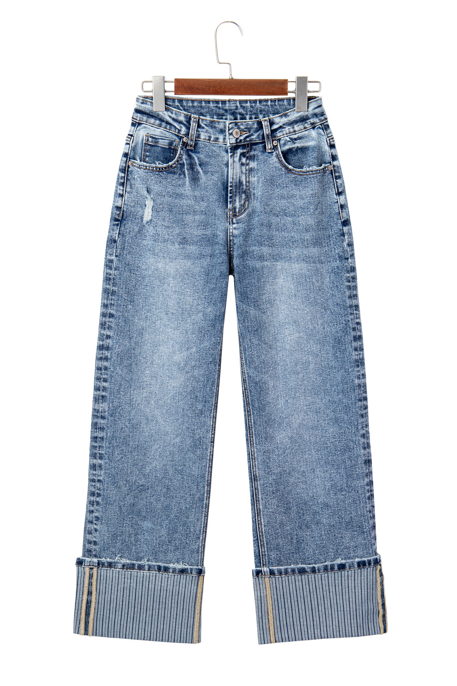 Ashleigh Blue Cuffed Straight Loose Jeans-Bottoms/Jeans-[Adult]-[Female]-2022 Online Blue Zone Planet