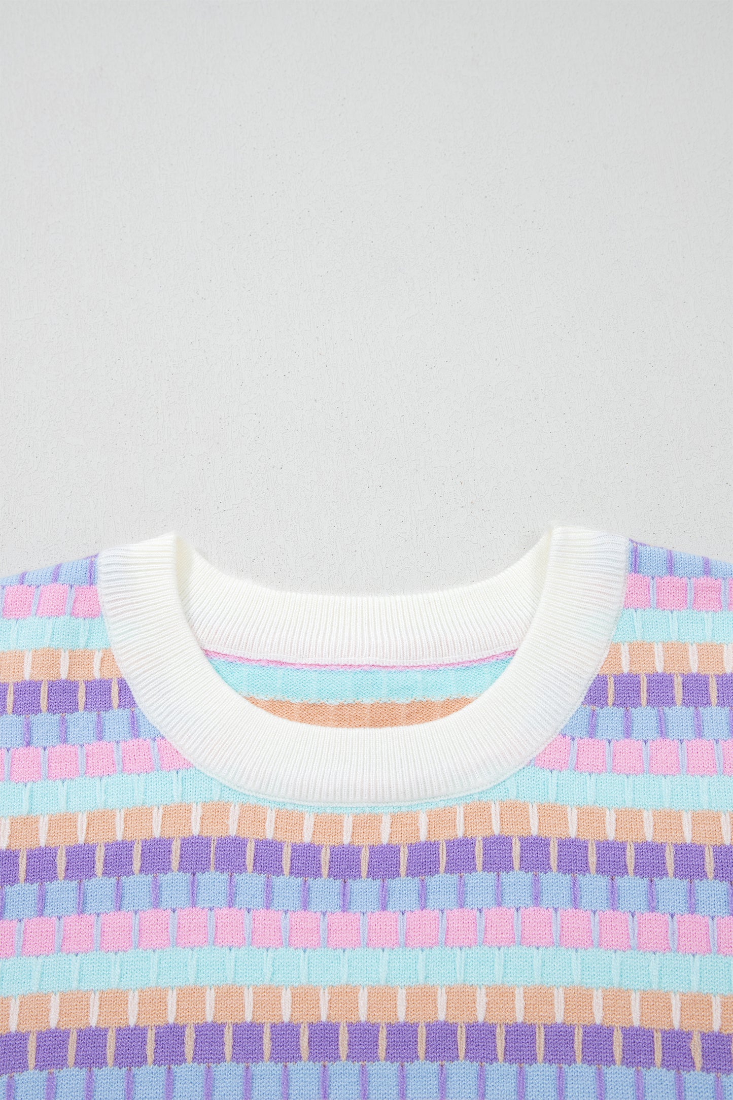 Orange Abstract Striped Knit Short Sleeve Sweater-Sweaters & Cardigans/Short Sleeve Sweaters-[Adult]-[Female]-2022 Online Blue Zone Planet