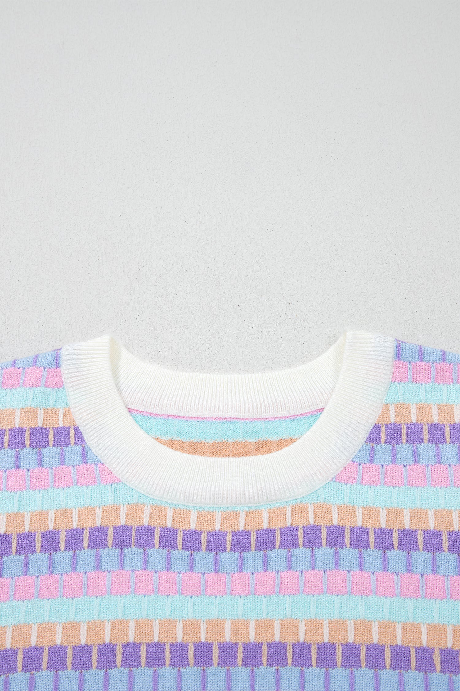 Orange Abstract Striped Knit Short Sleeve Sweater-Sweaters & Cardigans/Short Sleeve Sweaters-[Adult]-[Female]-2022 Online Blue Zone Planet