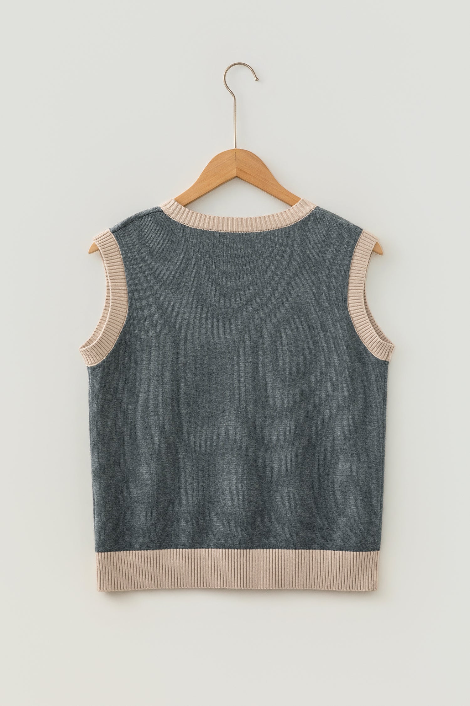 Khaki Western Print Colorblock Sleeveless Knit Vest Regular Length-Sweaters & Cardigans/Sweater Vests-[Adult]-[Female]-2022 Online Blue Zone Planet