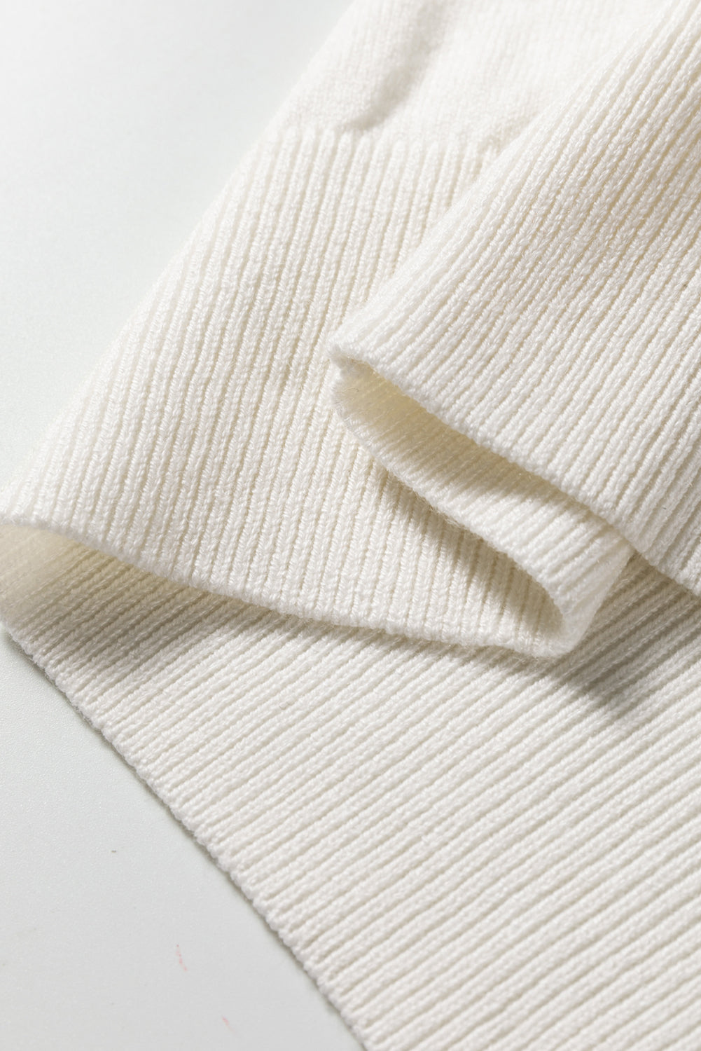 White Button Split Cuffs Round Neck Slim Sweater-TOPS / DRESSES-[Adult]-[Female]-2022 Online Blue Zone Planet