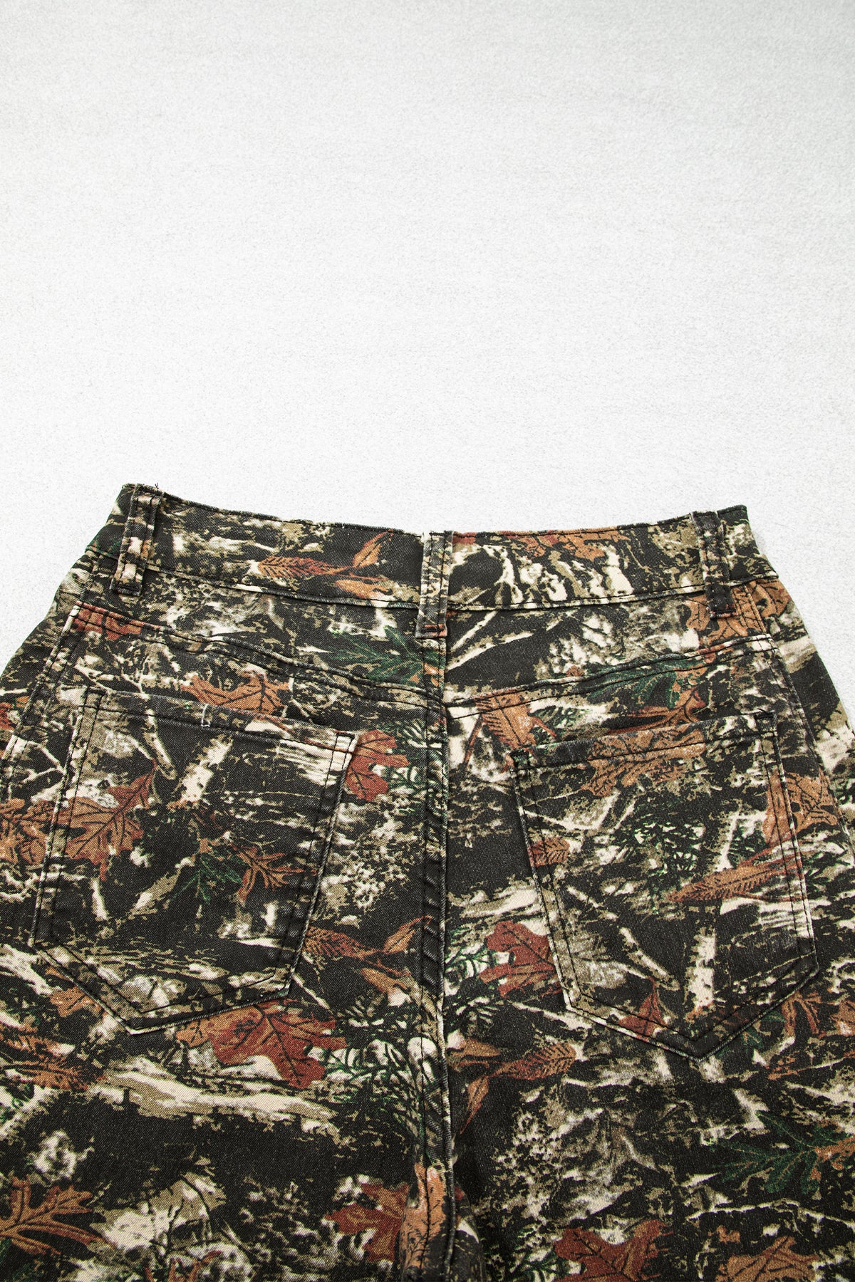 Multicolour Western Woodland Camouflage Straight Leg Shift Jeans-Bottoms/Jeans-[Adult]-[Female]-2022 Online Blue Zone Planet