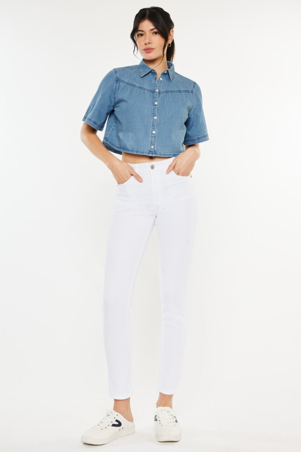 Blue Zone Planet | Kancan High Rise Ankle Skinny Jeans-BOTTOMS SIZES SMALL MEDIUM LARGE-[Adult]-[Female]-White-0-2022 Online Blue Zone Planet