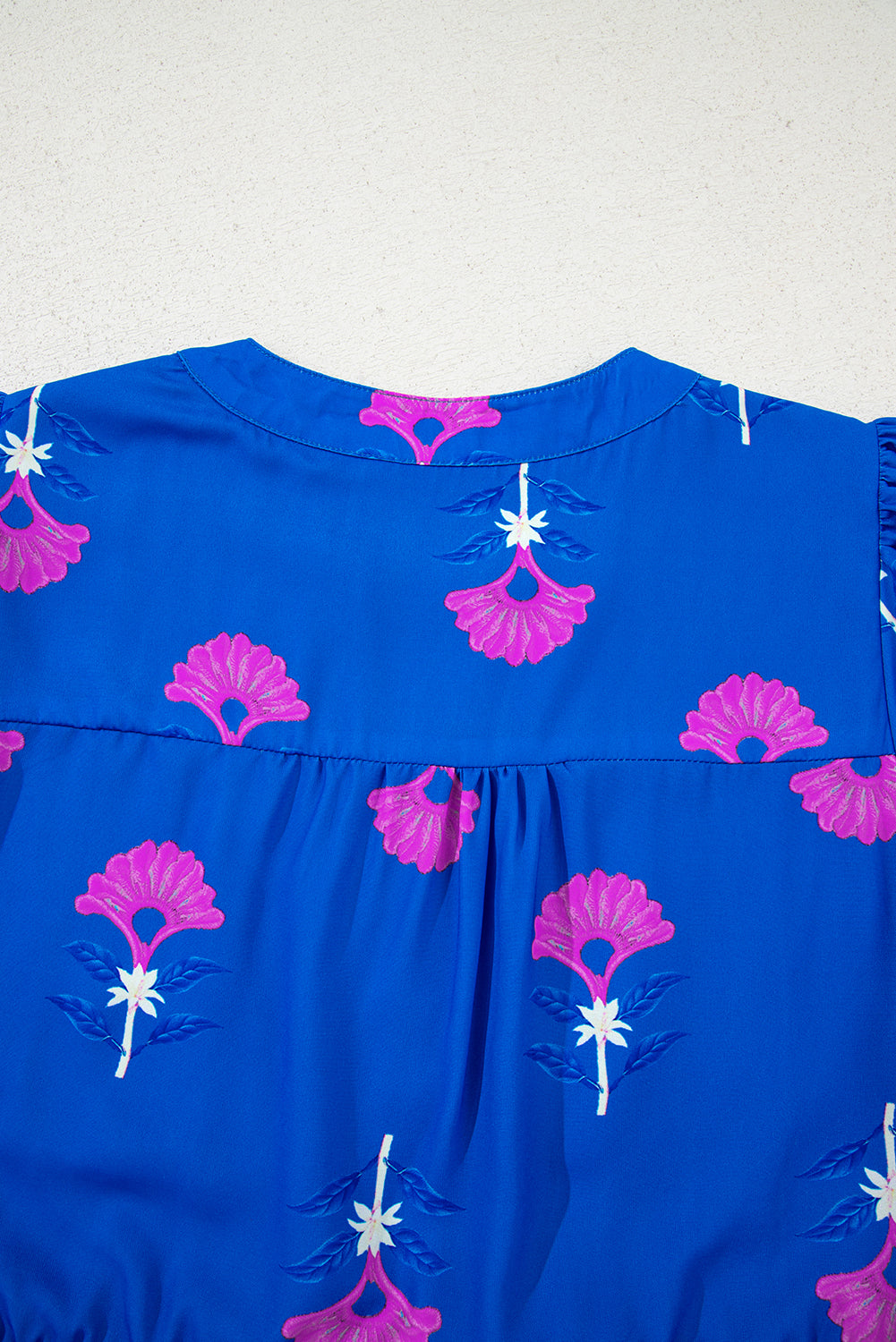Blue Floral Print Notched Neck Butterfly Sleeve Shift Long Dress-TOPS / DRESSES-[Adult]-[Female]-2022 Online Blue Zone Planet