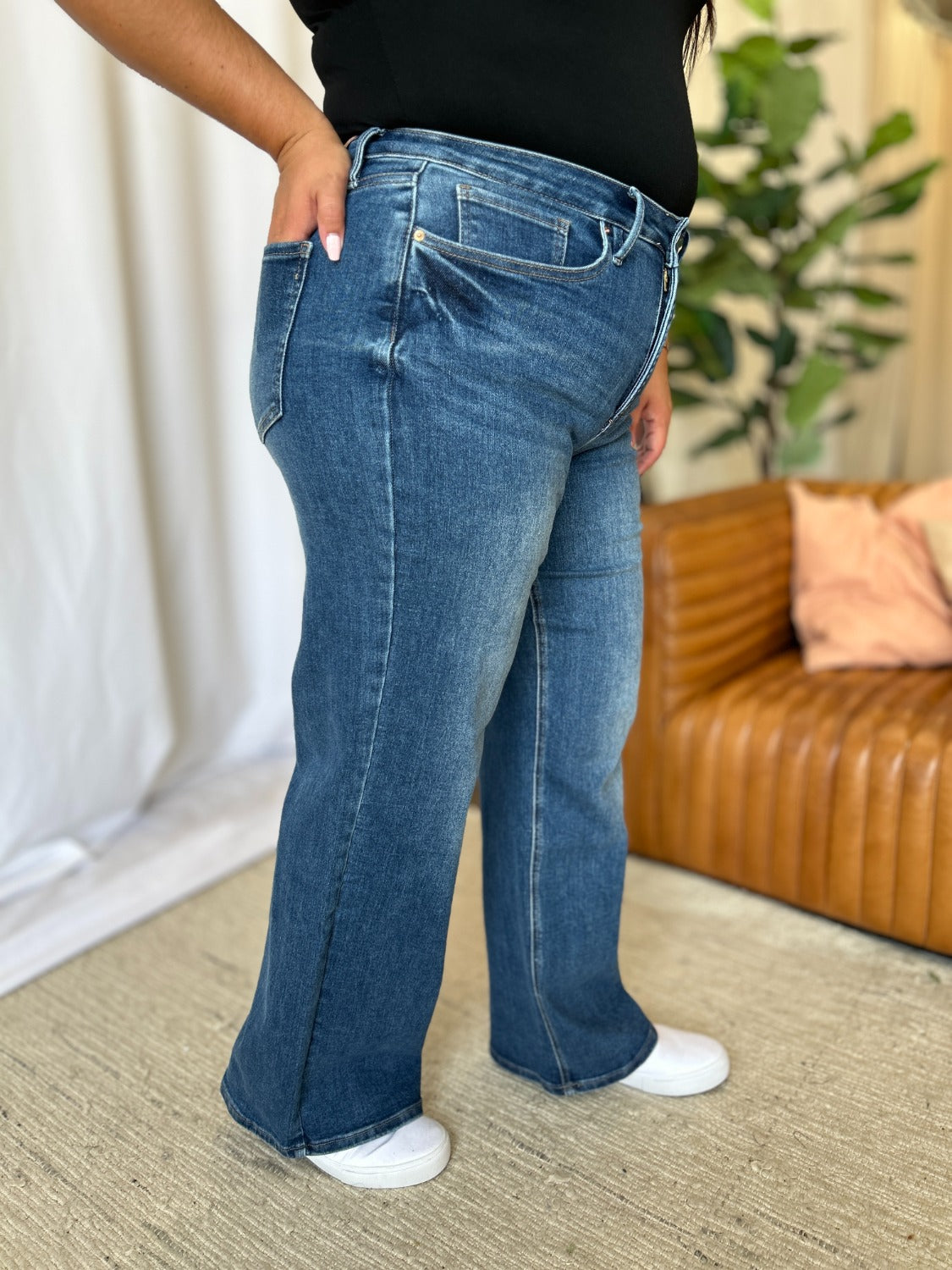 RFM Full Size High Rise Tummy Control Wide Leg Jeans-BOTTOMS SIZES SMALL MEDIUM LARGE-[Adult]-[Female]-2022 Online Blue Zone Planet