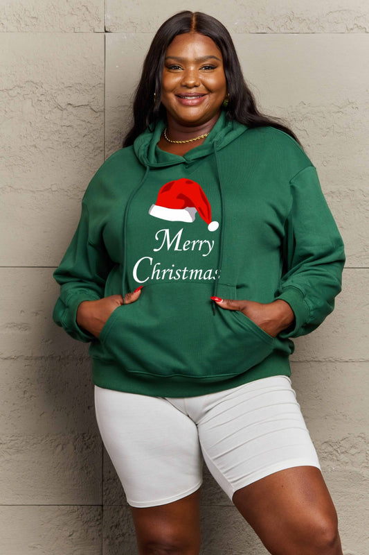 Simply Love Full Size MERRY CHRISTMAS Graphic Hoodie-HOODIES-[Adult]-[Female]-Green-S-2022 Online Blue Zone Planet