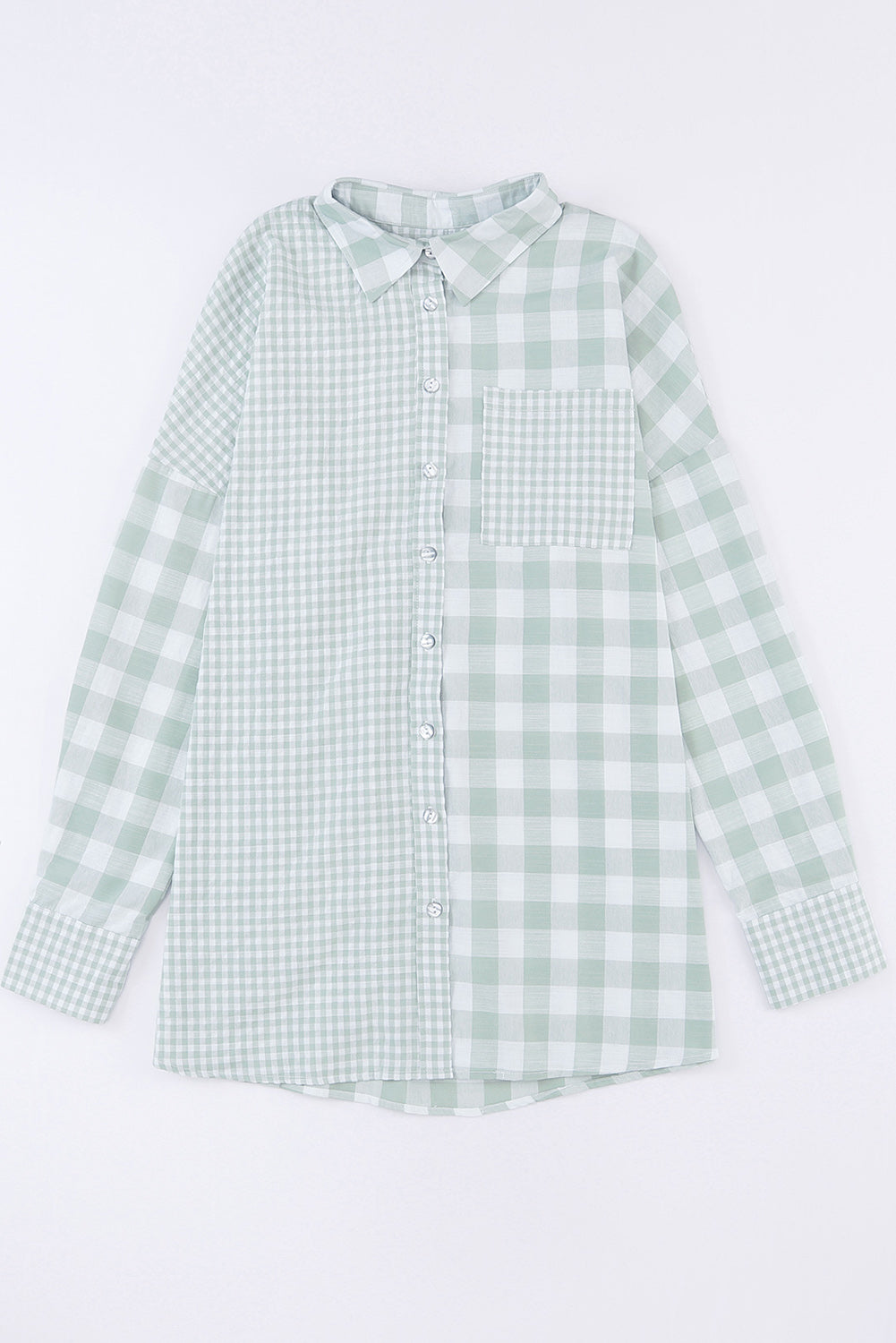 Pocketed Plaid Collared Neck Long Sleeve Shirt-TOPS / DRESSES-[Adult]-[Female]-2022 Online Blue Zone Planet