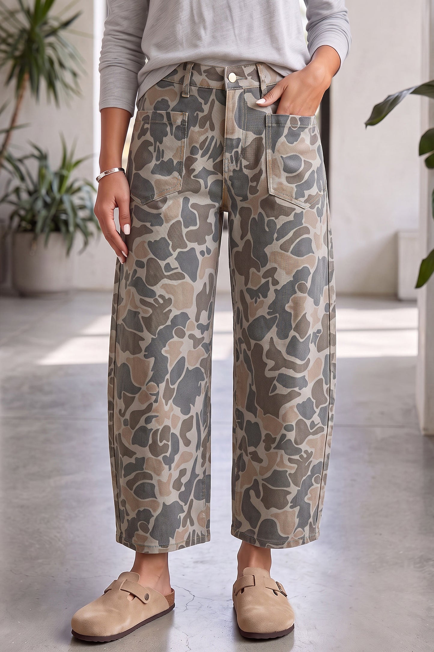 Multicolour Camouflage Shift Ankle Length Jeans-Bottoms/Jeans-[Adult]-[Female]-Multicolour-4-2022 Online Blue Zone Planet