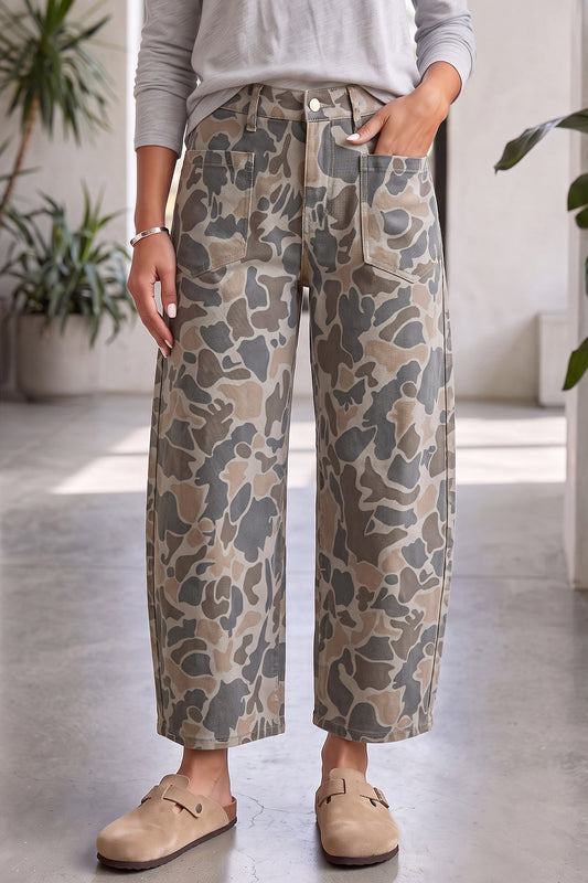 Multicolour Camouflage Shift Ankle Length Jeans-Bottoms/Jeans-[Adult]-[Female]-Multicolour-4-2022 Online Blue Zone Planet