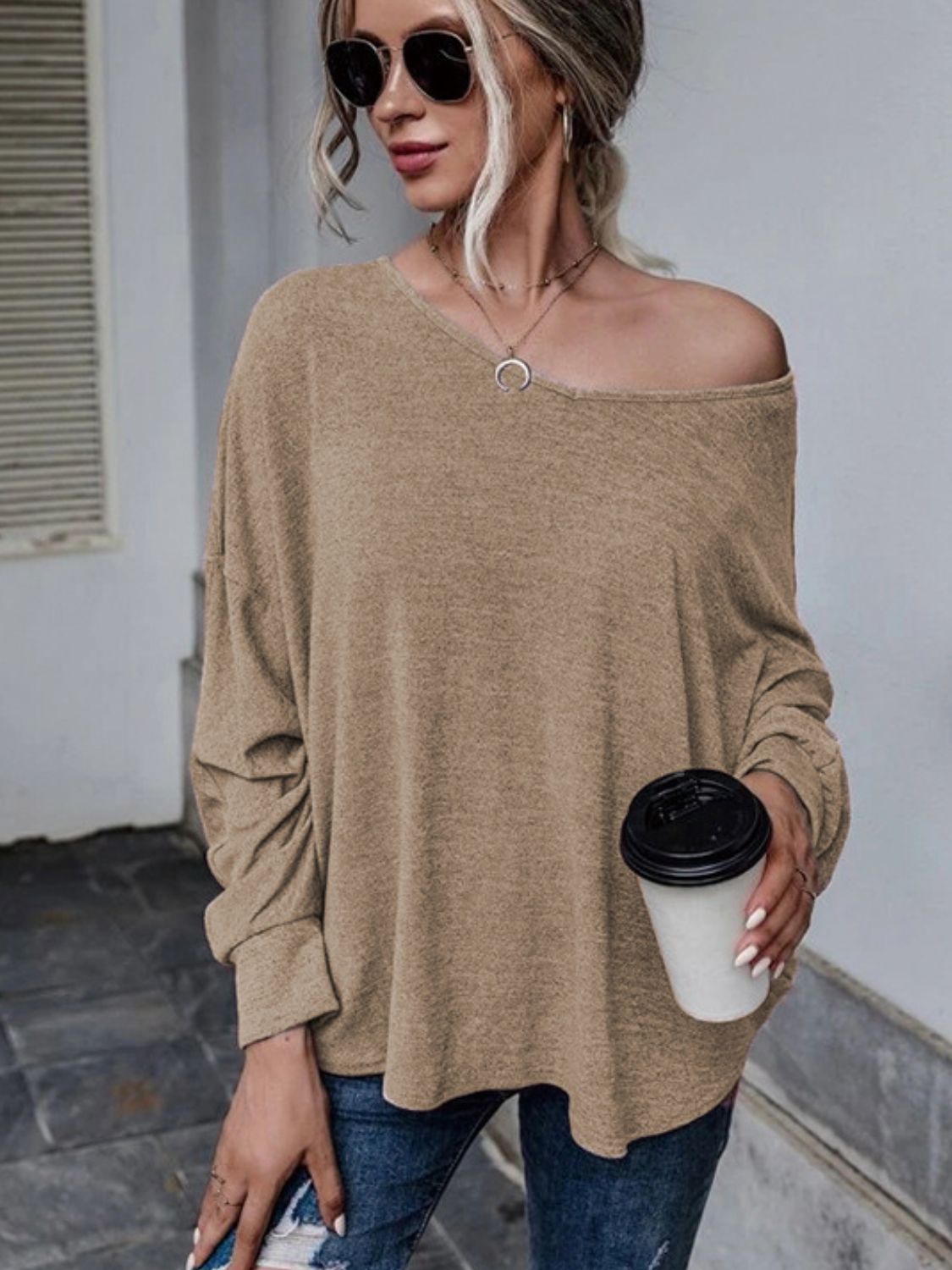 Full Size Double Tie Drop Shoulder Long Sleeve T-Shirt-TOPS / DRESSES-[Adult]-[Female]-2022 Online Blue Zone Planet