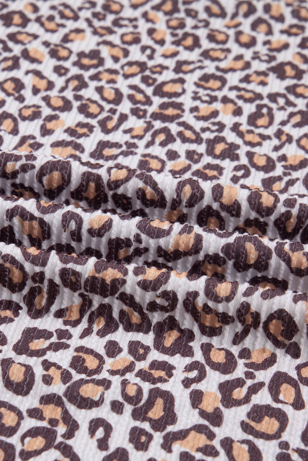 Khaki Leopard Ribbed Long Sleeve Top Drawstring Shorts 2pcs Outfit-Two Piece Sets/Short Sets-[Adult]-[Female]-2022 Online Blue Zone Planet