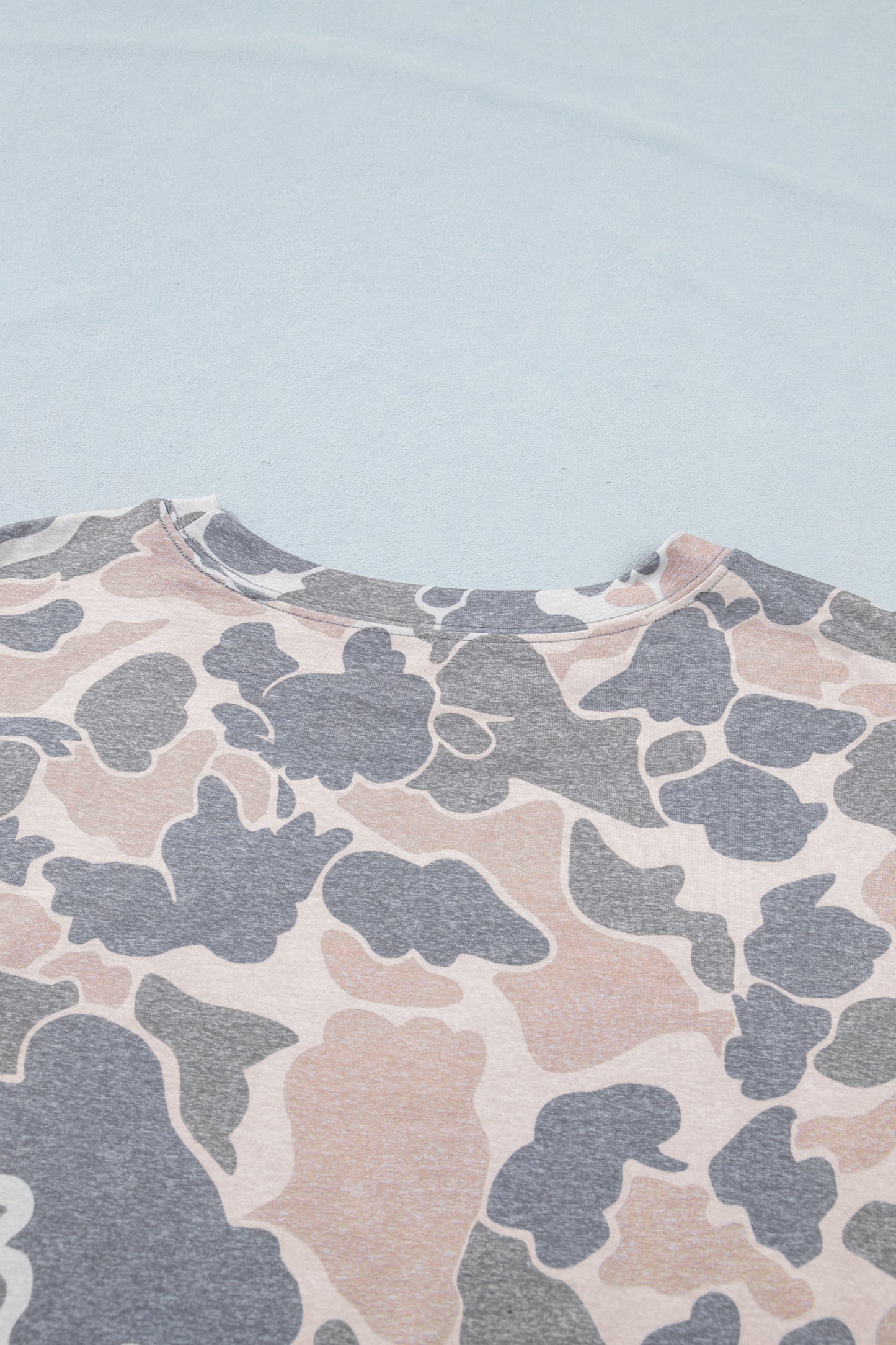 Multicolour Retro Camouflage Print Plus Size T Shirt-Plus Size/Plus Size Tops/Plus Size Tops & Tees-[Adult]-[Female]-2022 Online Blue Zone Planet