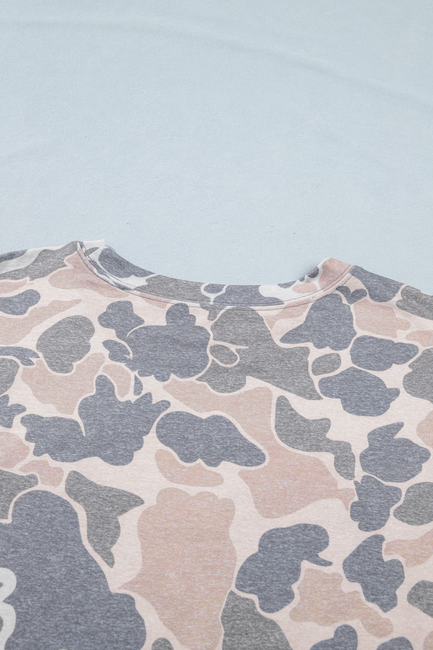 Multicolour Retro Camouflage Print Plus Size T Shirt-Plus Size/Plus Size Tops/Plus Size Tops & Tees-[Adult]-[Female]-2022 Online Blue Zone Planet