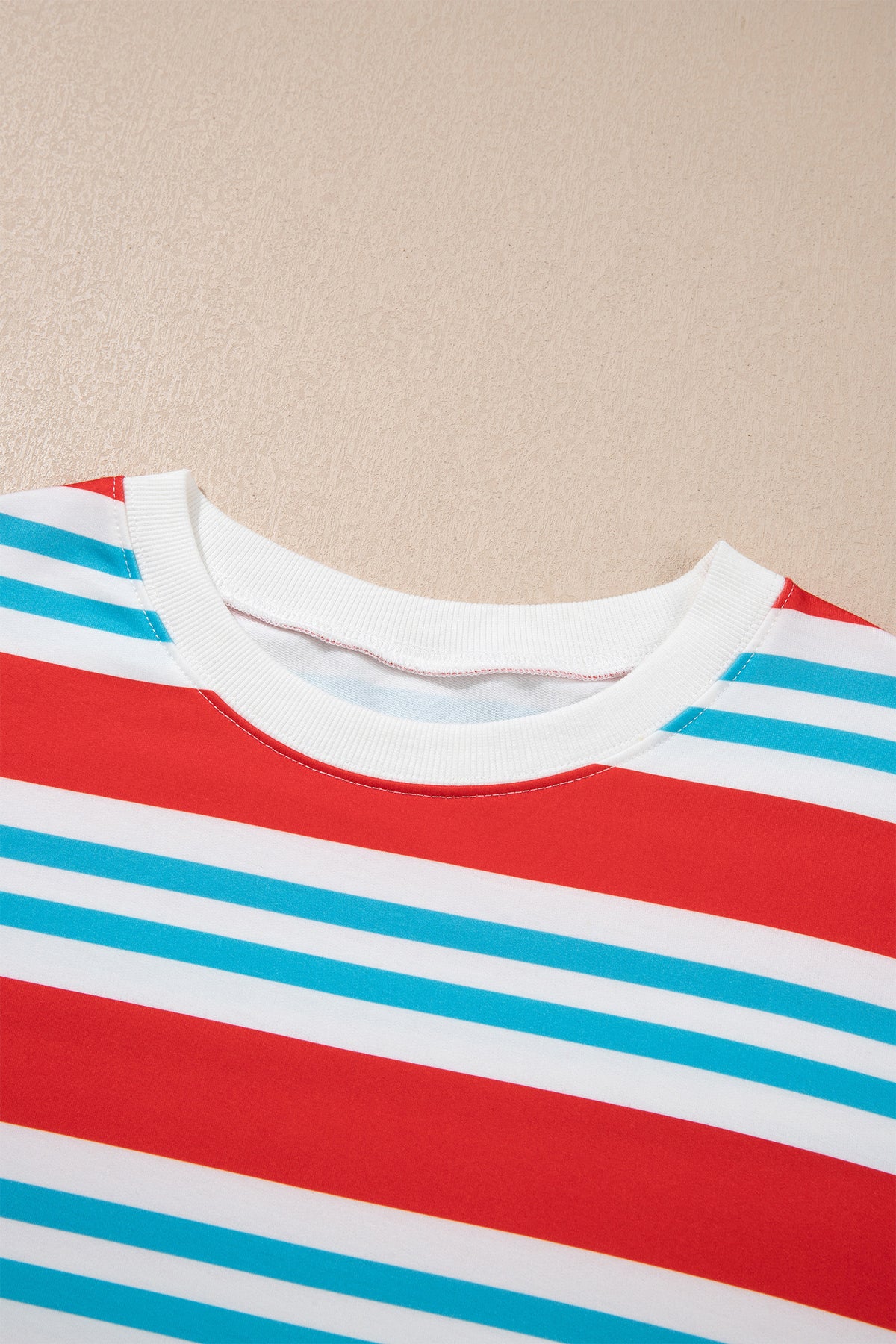 Red Stripe Striped Colorblock Long Sleeve Round Neck Tunic Plus Size Sweatshirt-Plus Size/Plus Size Sweatshirts & Hoodies-[Adult]-[Female]-2022 Online Blue Zone Planet