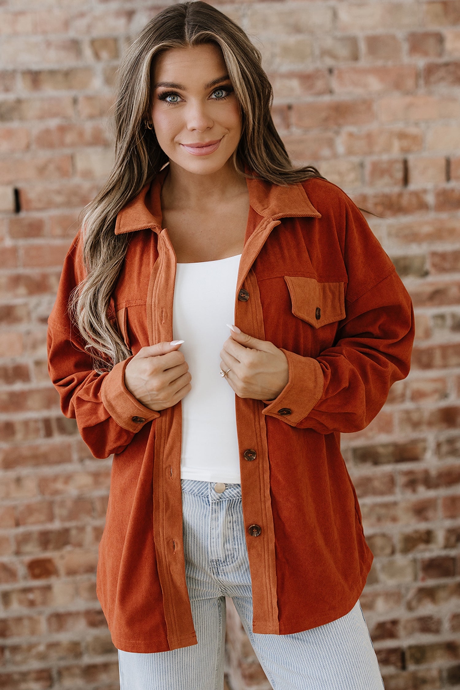 Gold Flame Velvet Flap Pockets Drop Shoulder Casual Shacket-Outerwear/Jackets-[Adult]-[Female]-2022 Online Blue Zone Planet