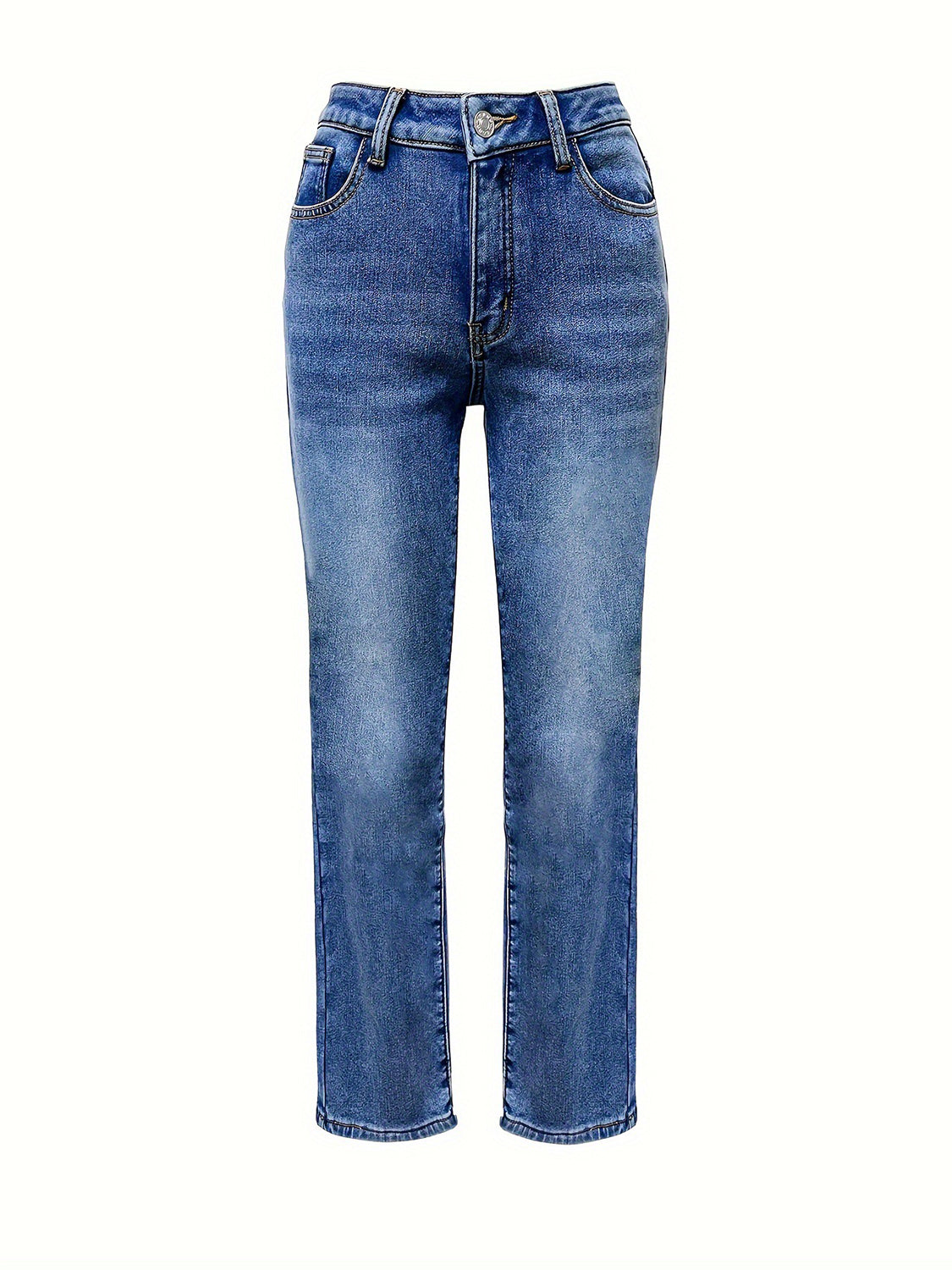 Straight Leg Jeans with Pockets-[Adult]-[Female]-2022 Online Blue Zone Planet