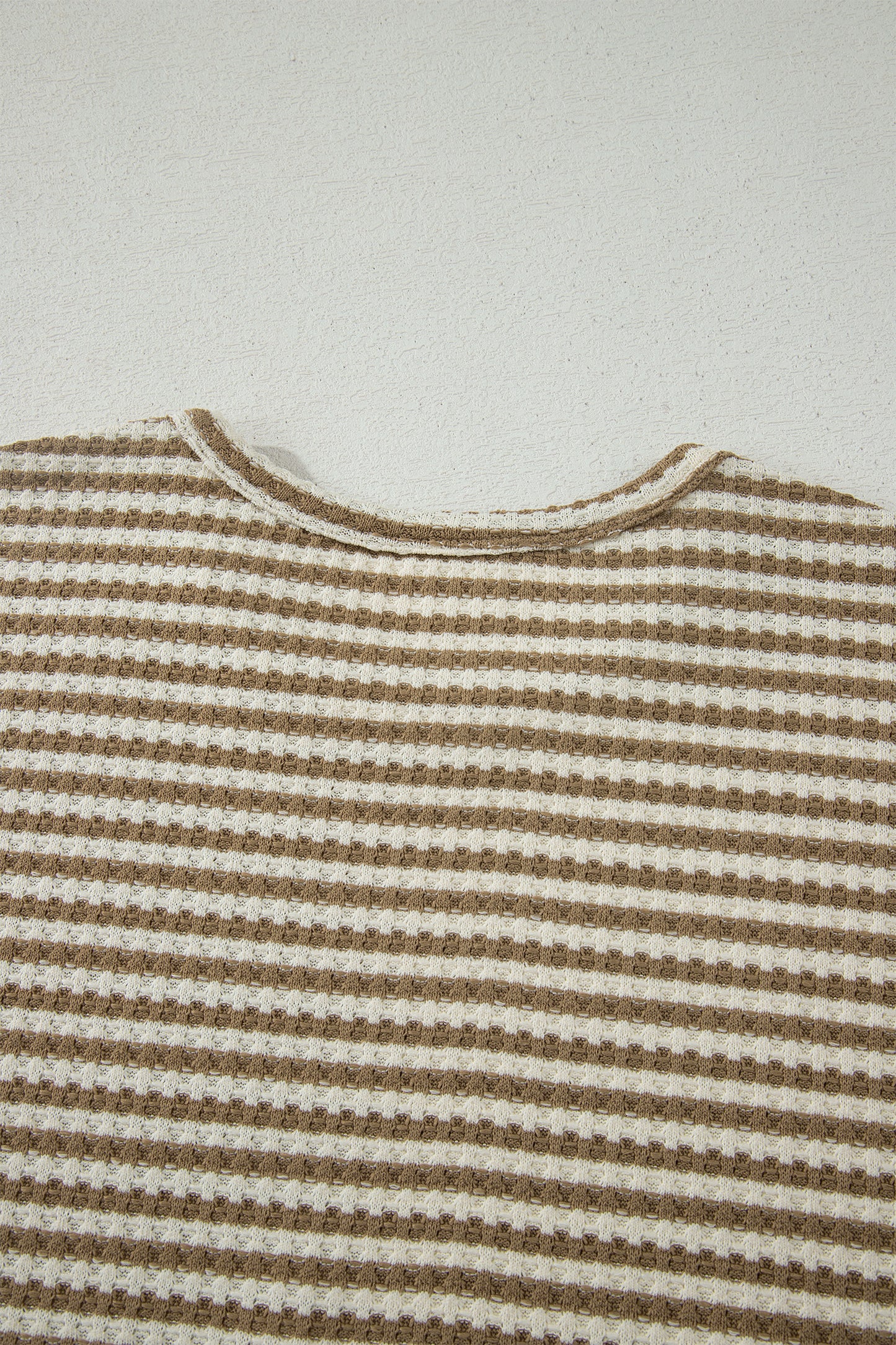 Brown Stripe Breathable Textured Knit Short 2pcs Set-Two Piece Sets/Short Sets-[Adult]-[Female]-2022 Online Blue Zone Planet