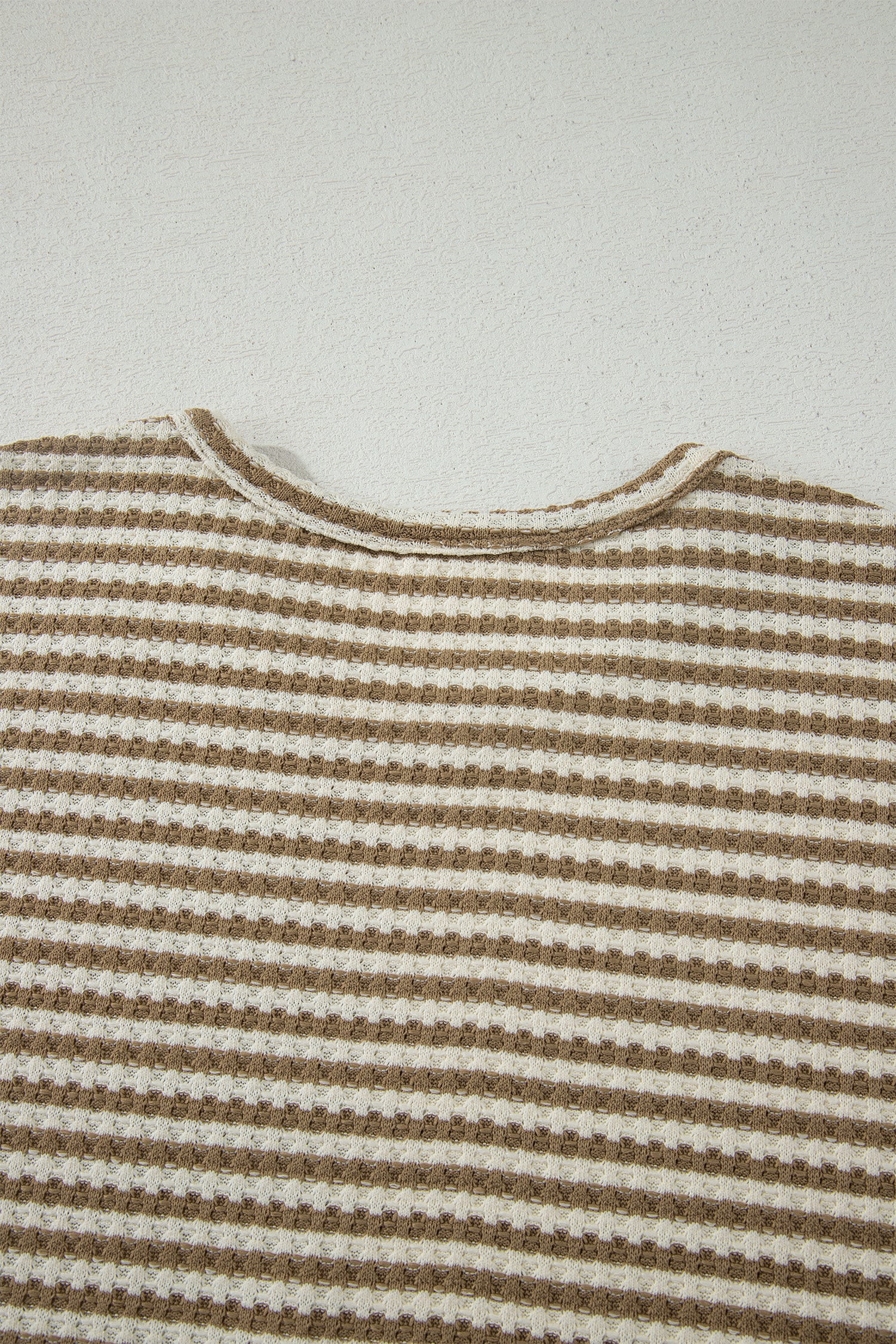 Brown Stripe Breathable Textured Knit Short 2pcs Set-Two Piece Sets/Short Sets-[Adult]-[Female]-2022 Online Blue Zone Planet
