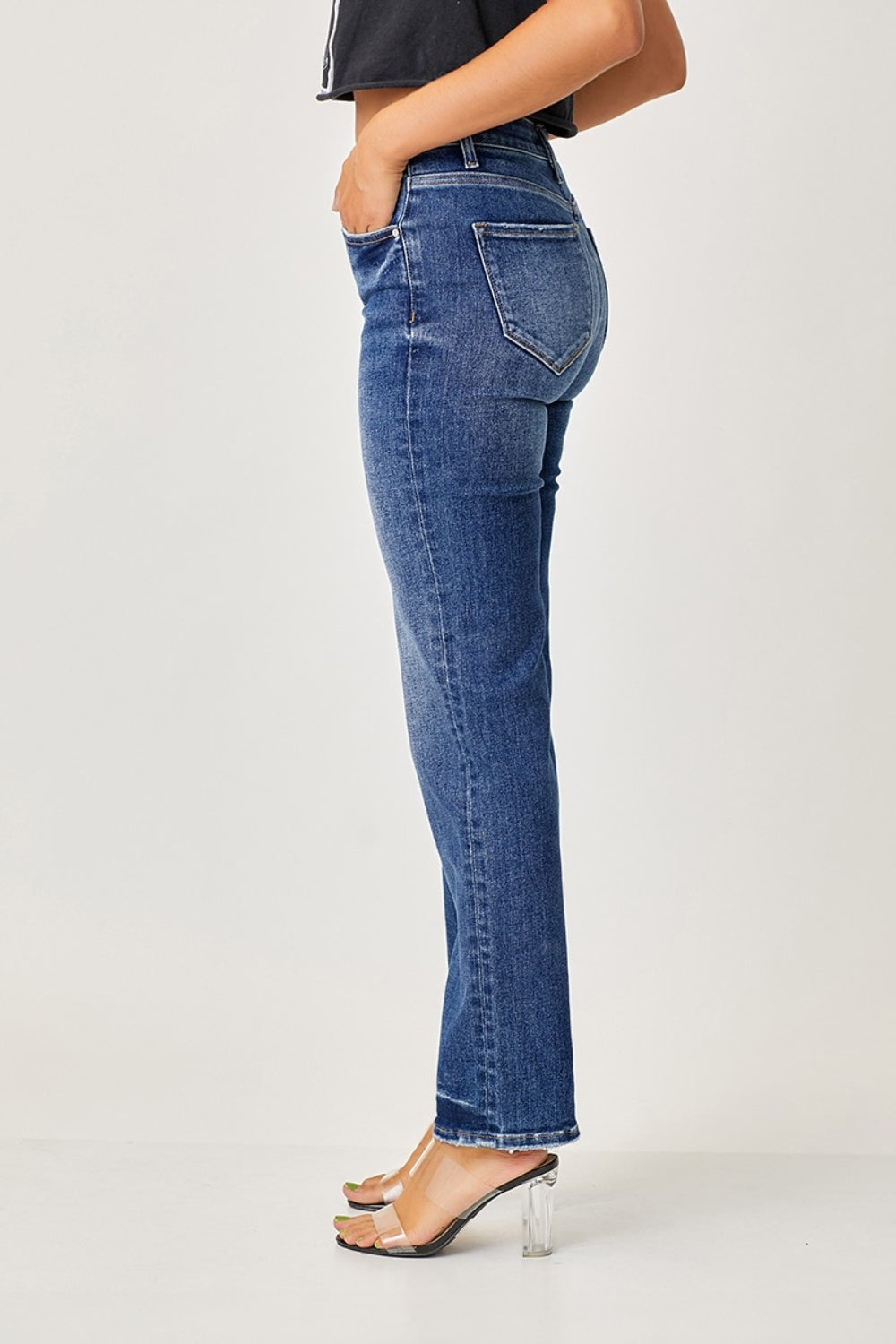 Blue Zone Planet | RISEN Mid Rise Slim Straight Jeans-BOTTOMS SIZES SMALL MEDIUM LARGE-[Adult]-[Female]-2022 Online Blue Zone Planet