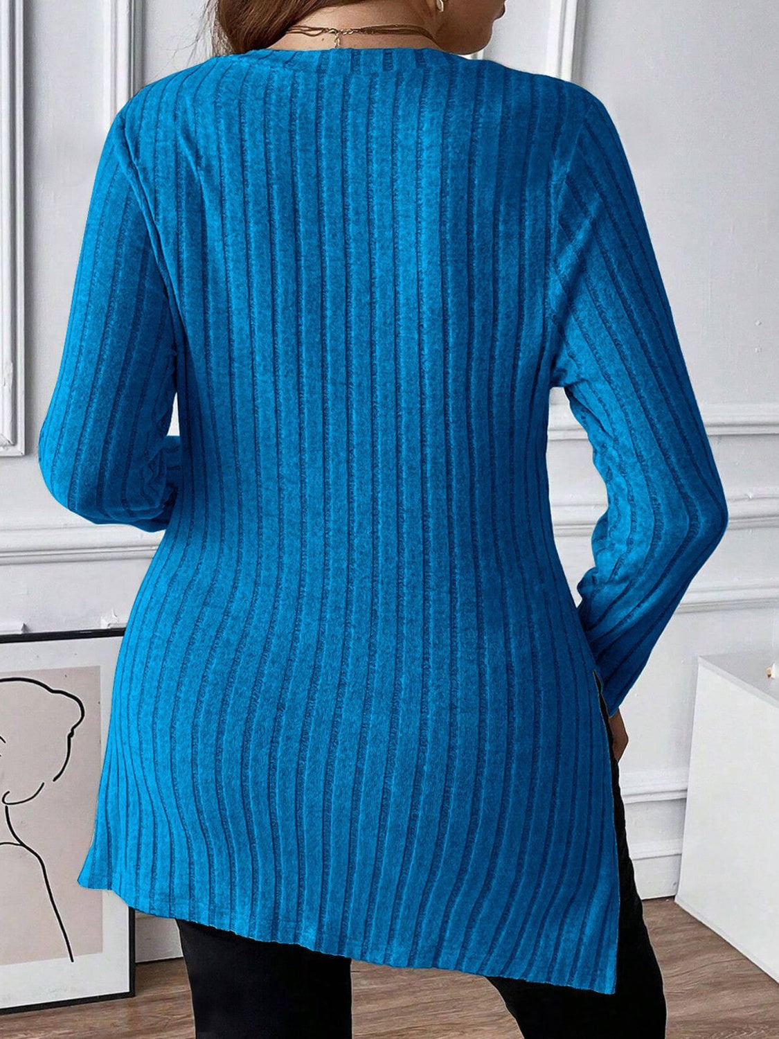 Plus Size Square Neck Long Sleeve Top-TOPS / DRESSES-[Adult]-[Female]-2022 Online Blue Zone Planet