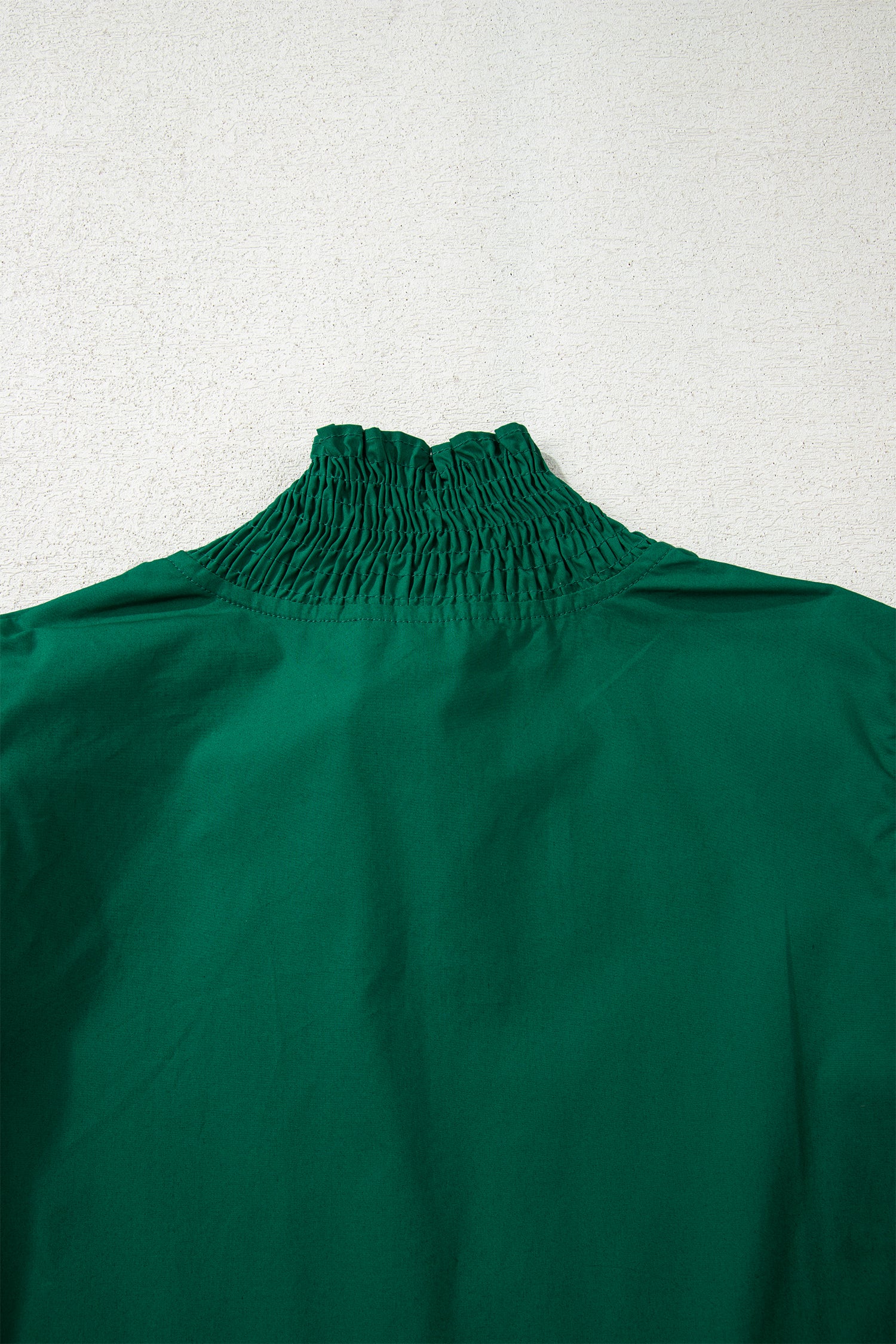 Evergreen Puffy Flounce Sleeve Leopard Trim V Neck Blouse-Tops/Blouses & Shirts-[Adult]-[Female]-2022 Online Blue Zone Planet