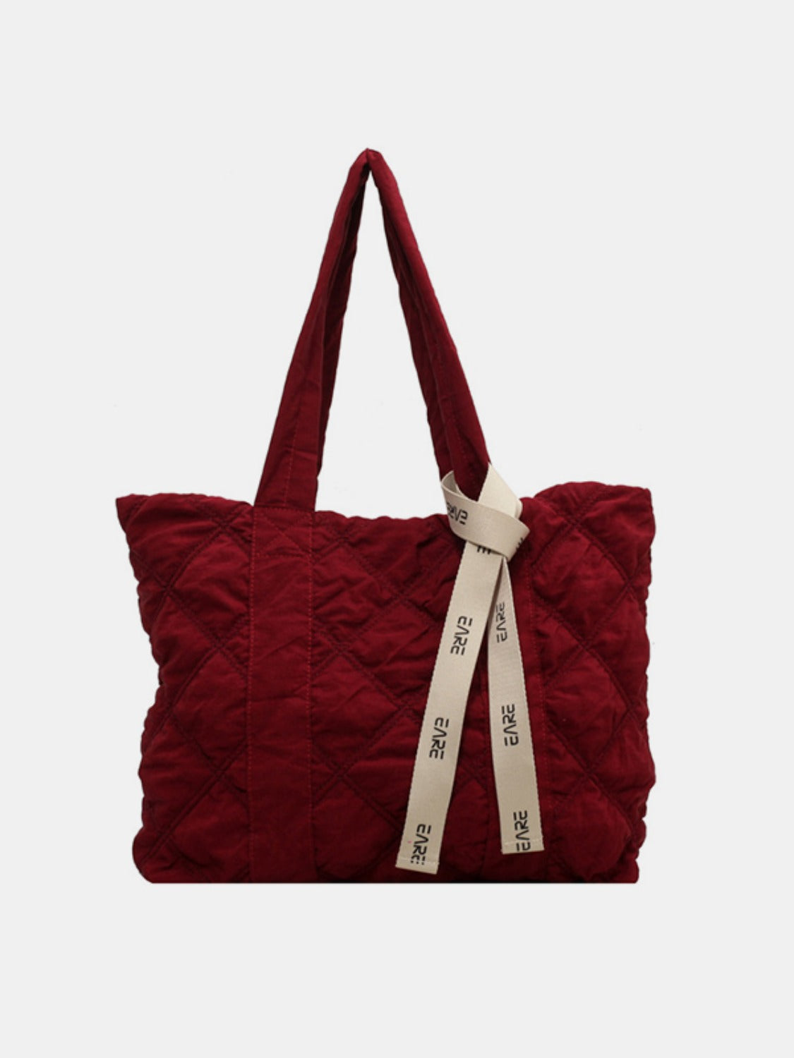 Blue Zone Planet | Quilted Nylon Large Tote Bag-HANDBAGS-[Adult]-[Female]-Burgundy-One Size-2022 Online Blue Zone Planet