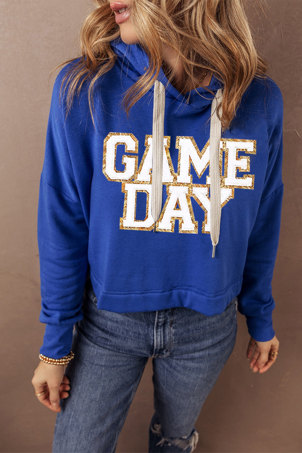 GAME DAY Drawstring Long Sleeve Hoodie-TOPS / DRESSES-[Adult]-[Female]-Royal Blue-S-2022 Online Blue Zone Planet